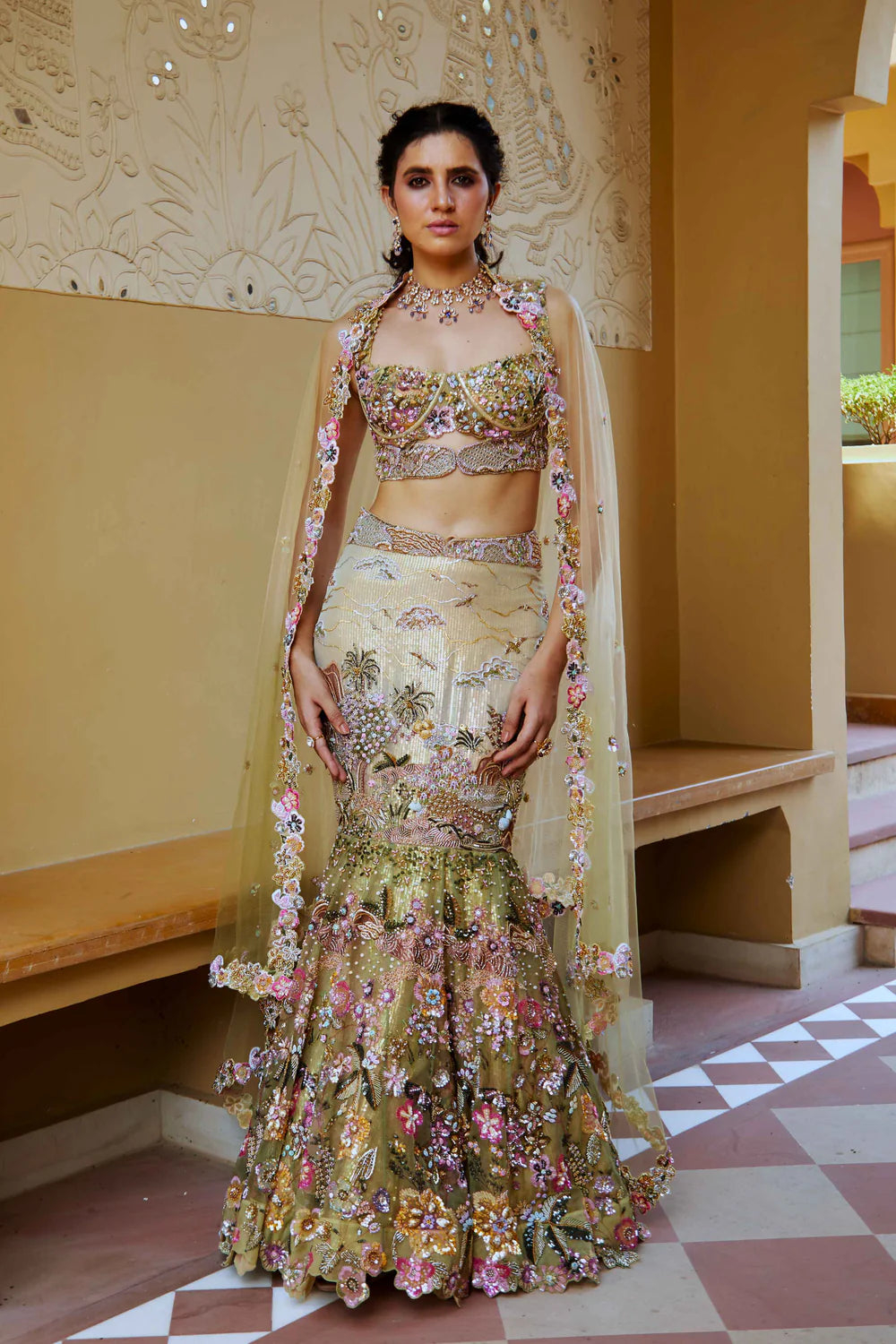 Lavanya Shimmer Net Lehenga