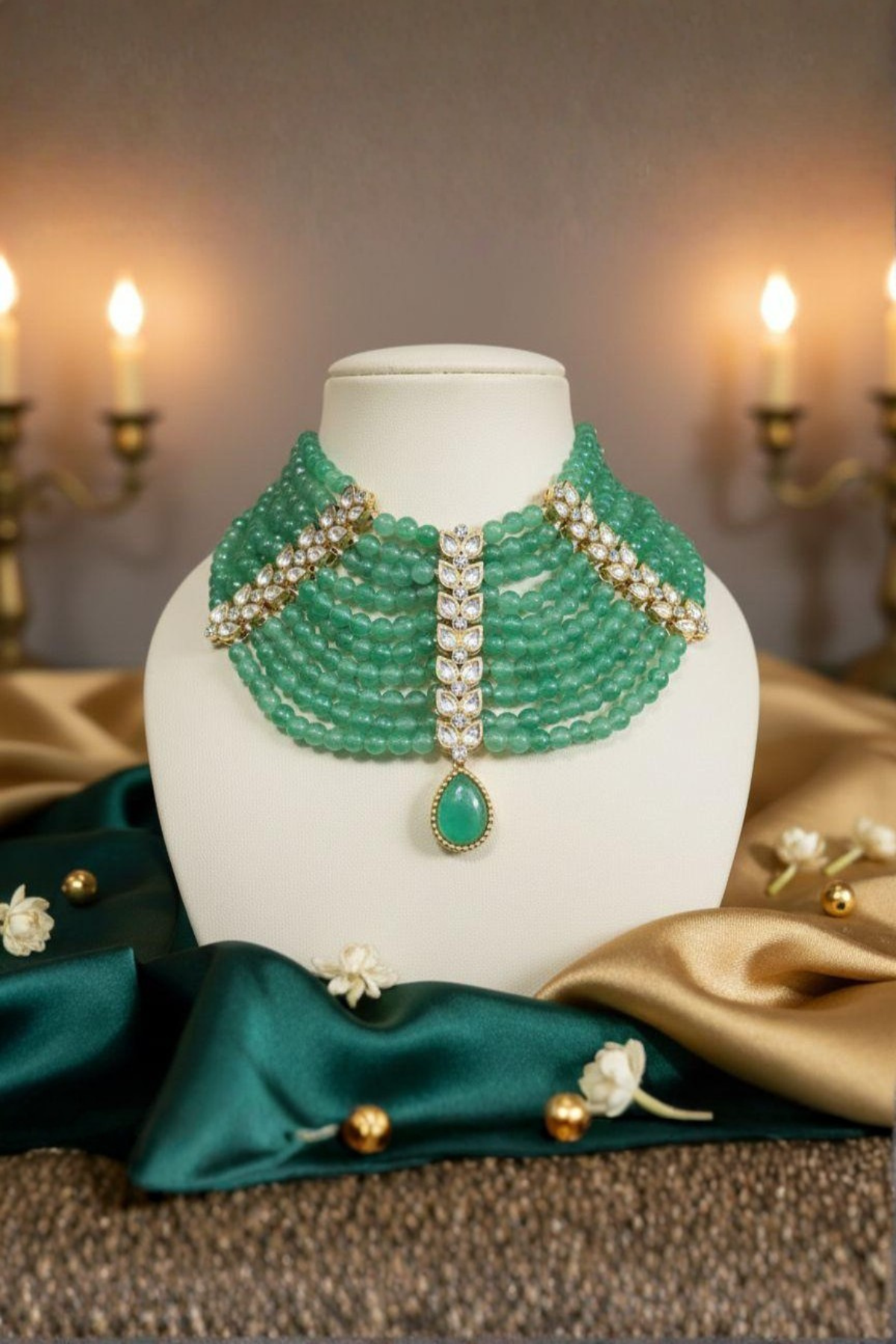 Jade Bloom Bib Necklace