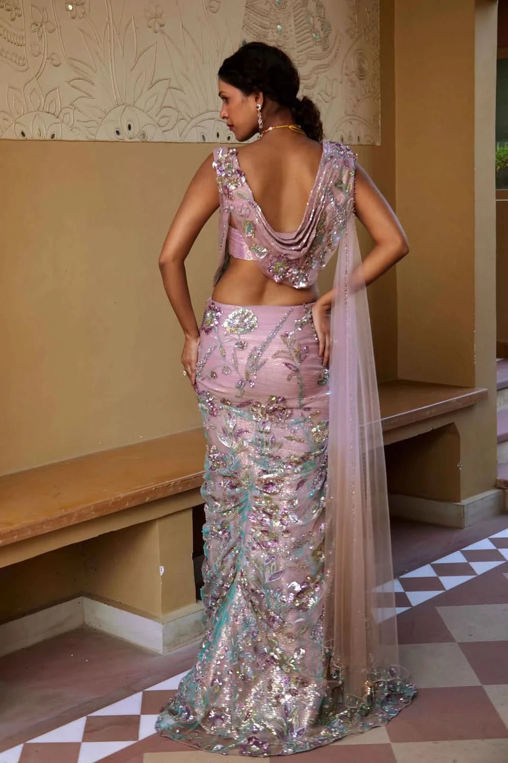 Vaani Shimmer Net and Organza Blouse Design