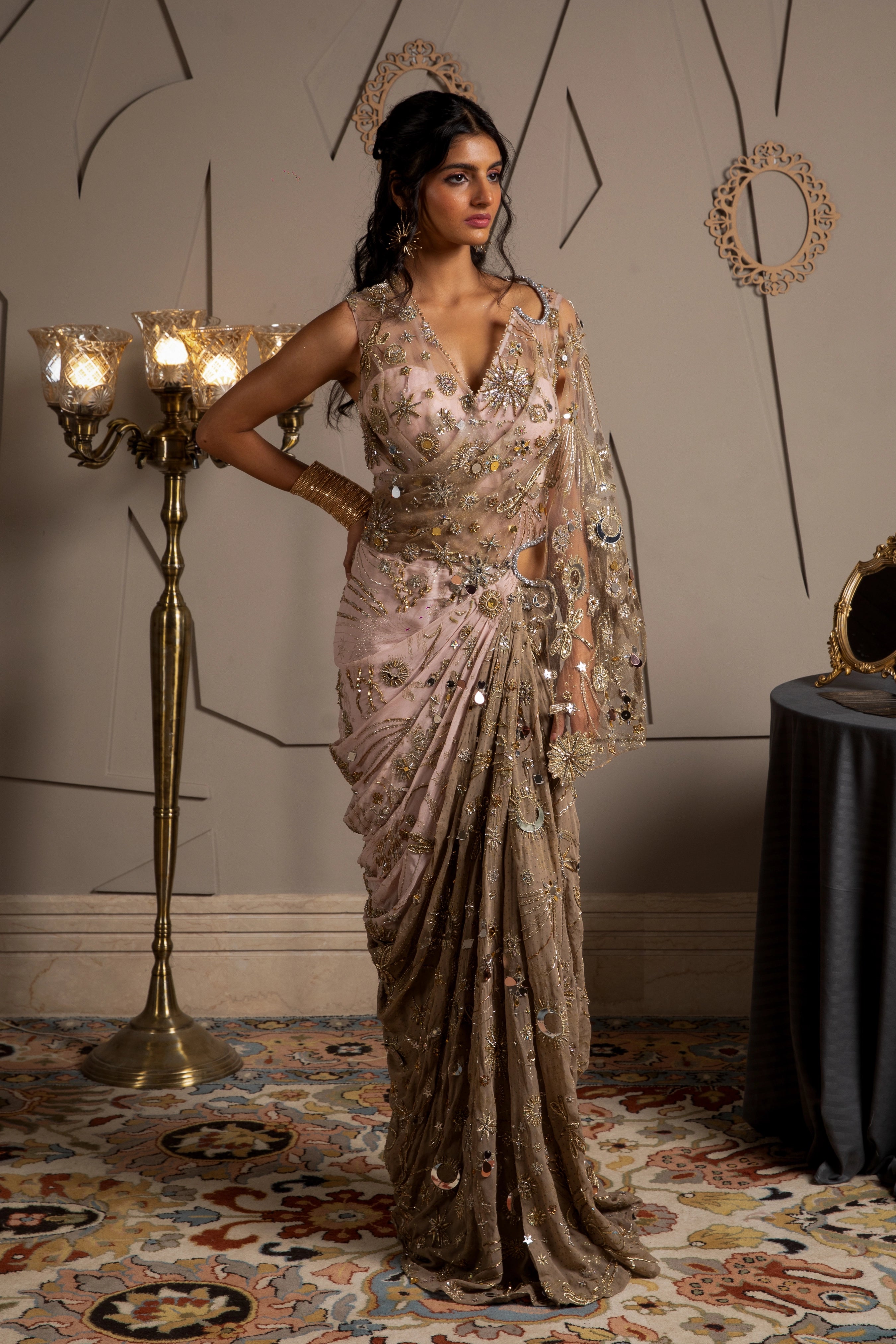 Nysa Embroidery Draped Kaftan Dress