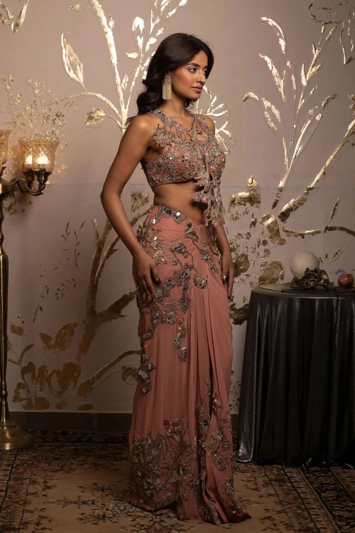 Pansy designer draped saree