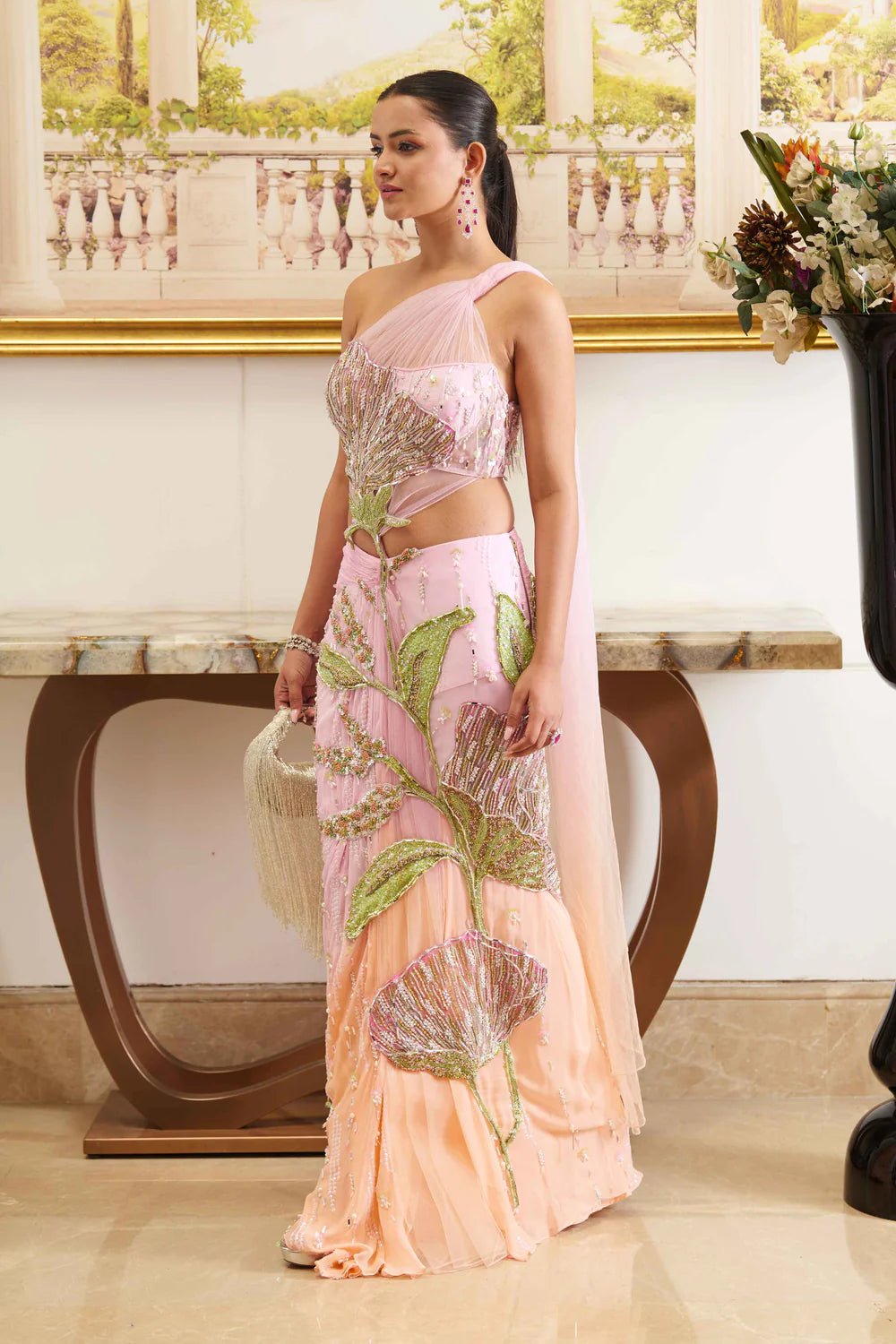 giza Embroidery saree drape dress