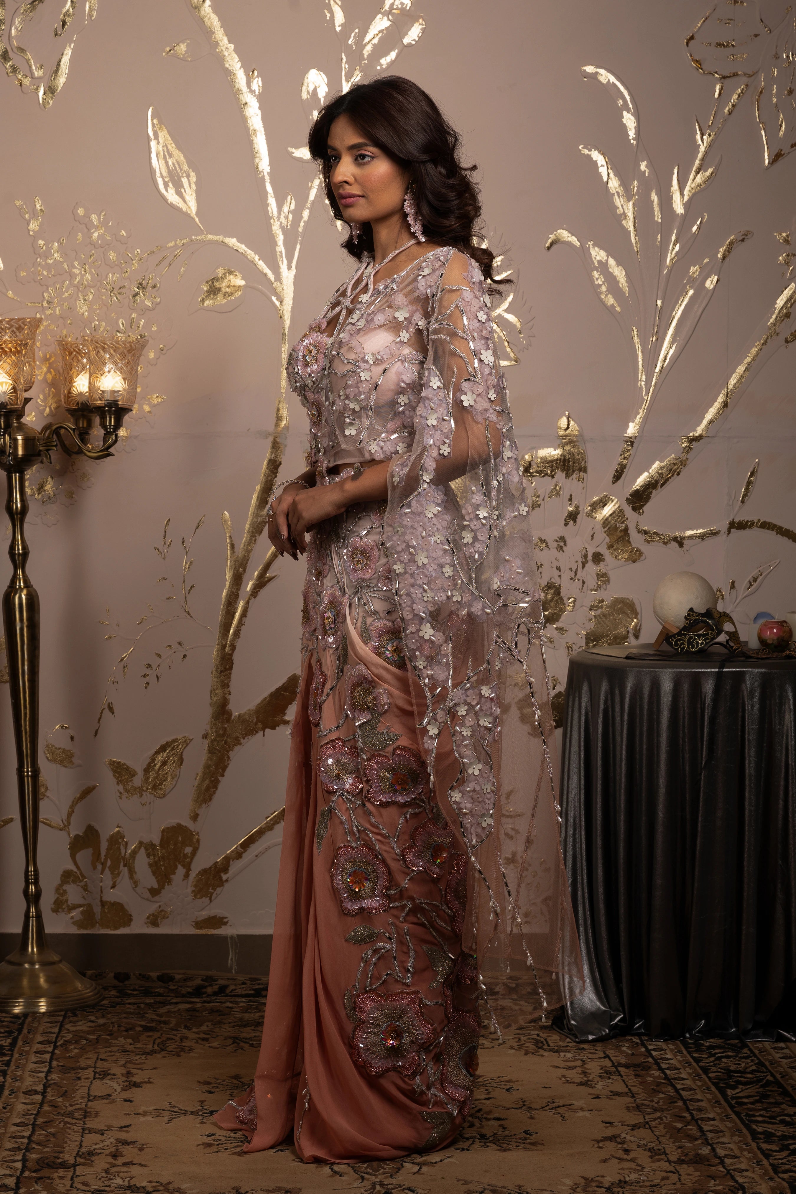 pre draped saree gown