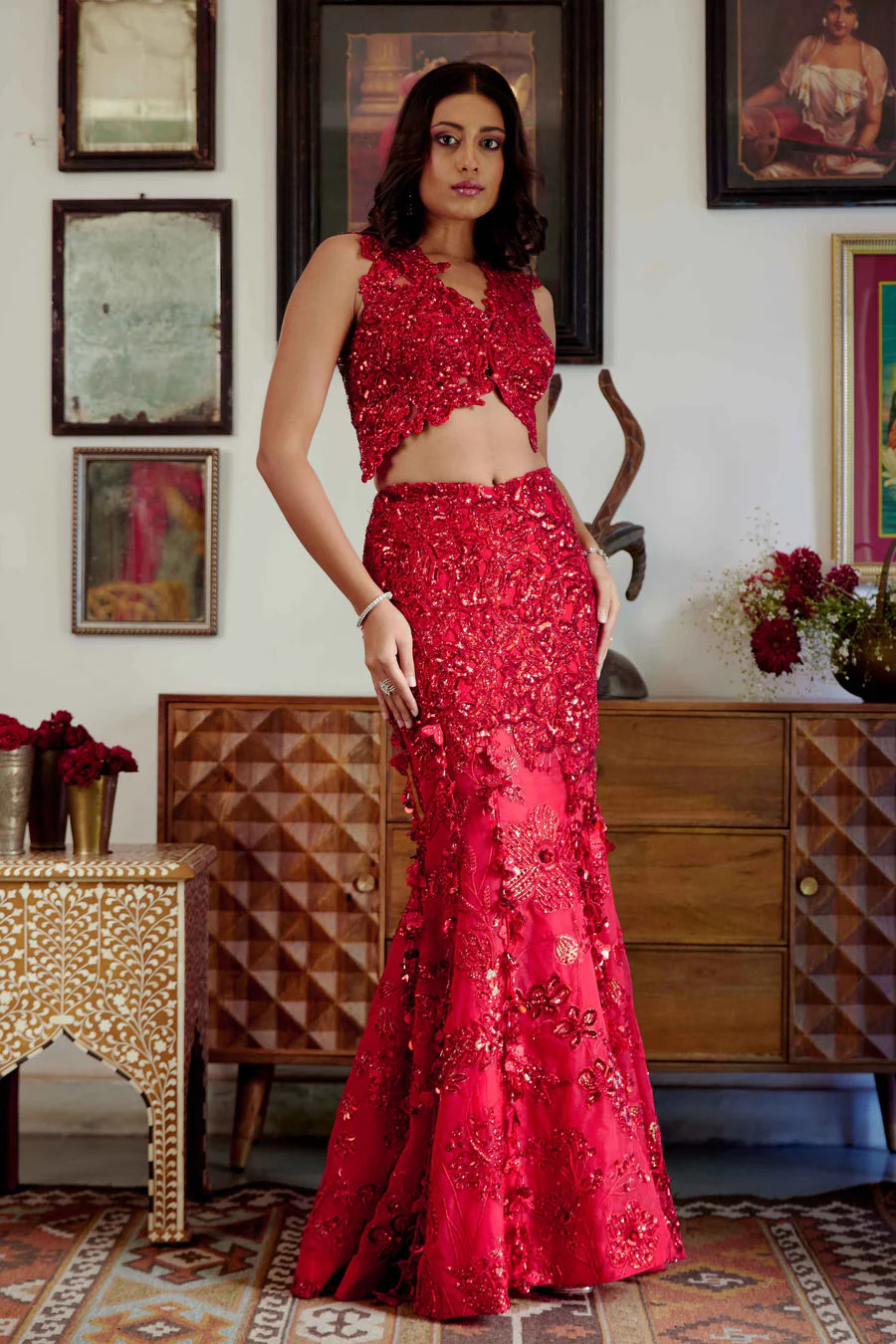 mermaid lehenga set for cocktail party