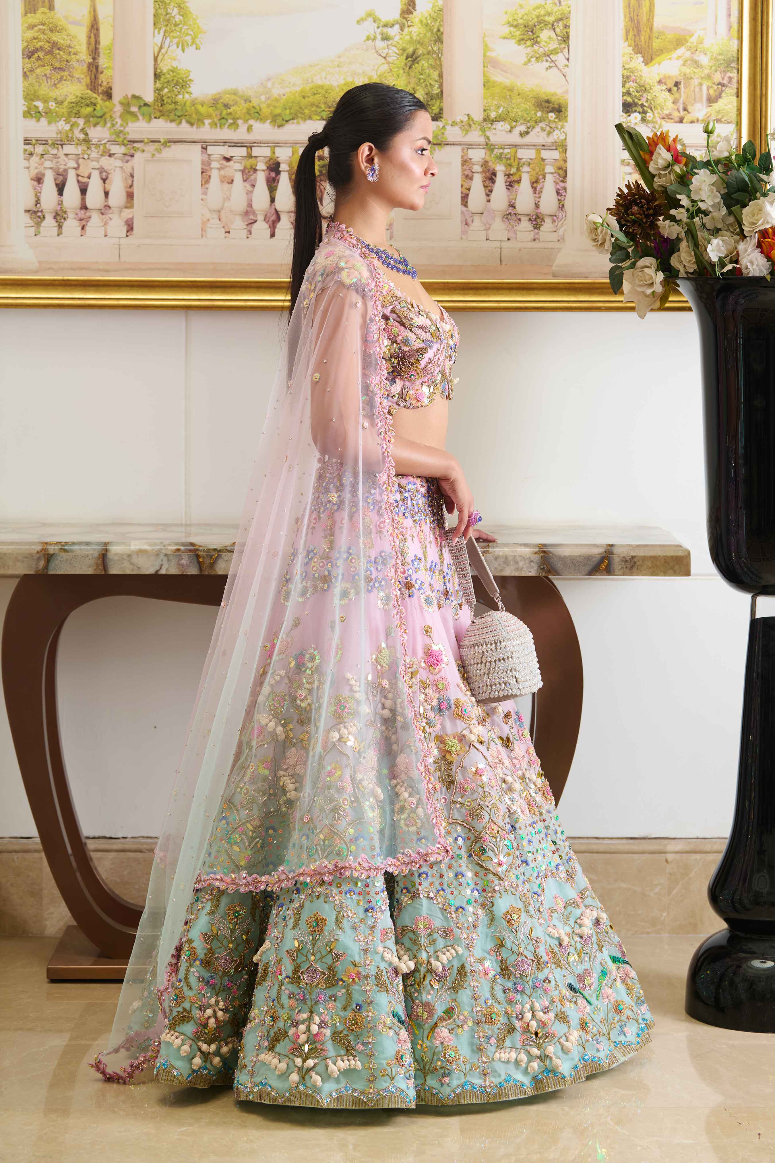 Azura Butterfly Net Lehenga Designs with Blouse