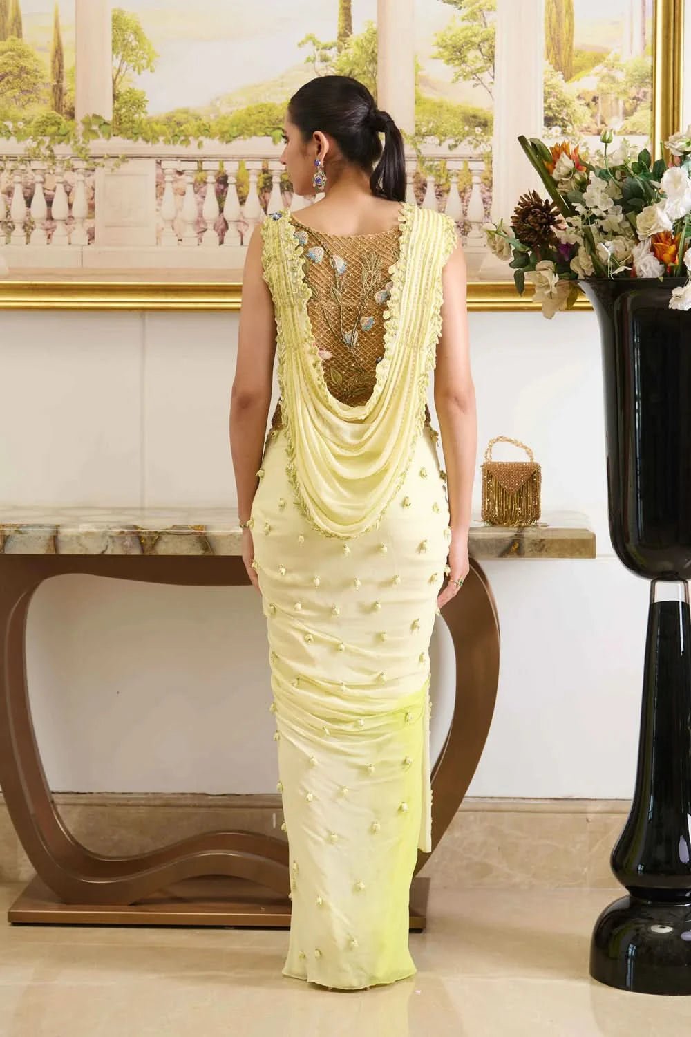 Lulu Embroidery saree drape dress