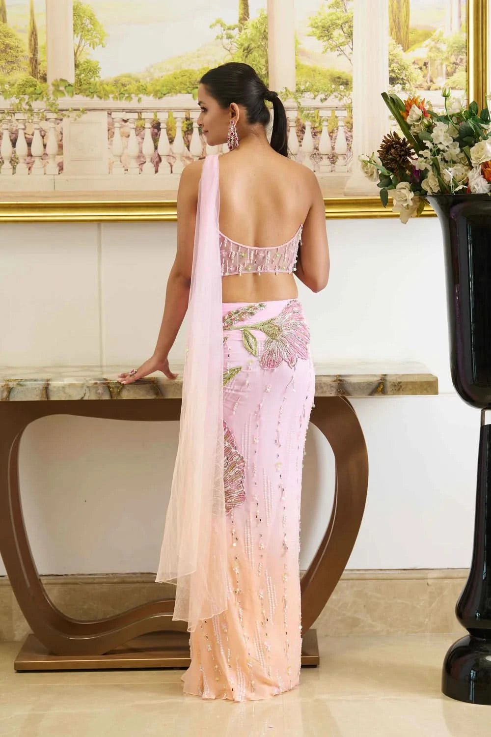 Indo western Zil drape dresses