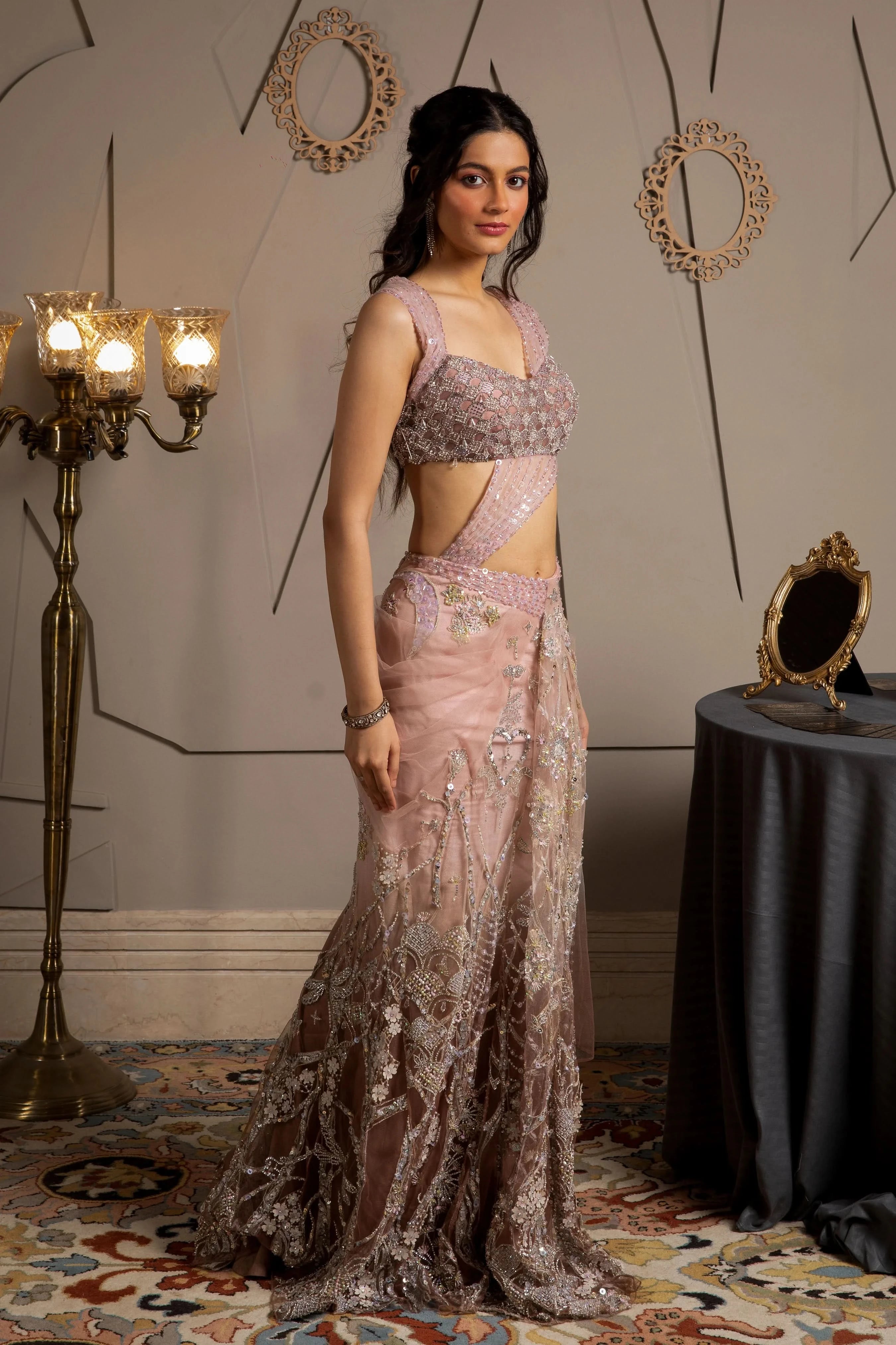 pre draped saree gown online