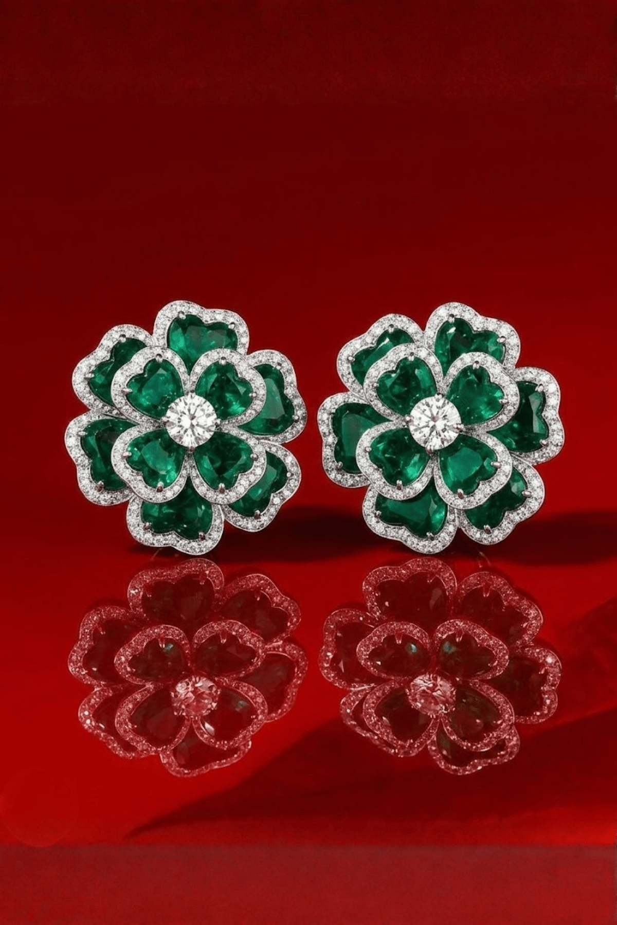 Emerald Flora Pavé Studs