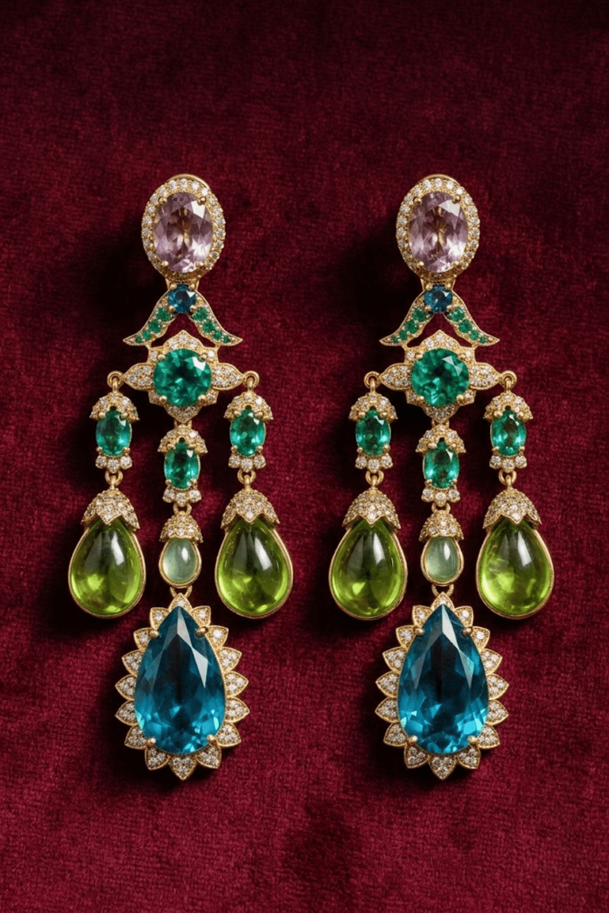 Royal Mosaic Chandelier Drop Earrings