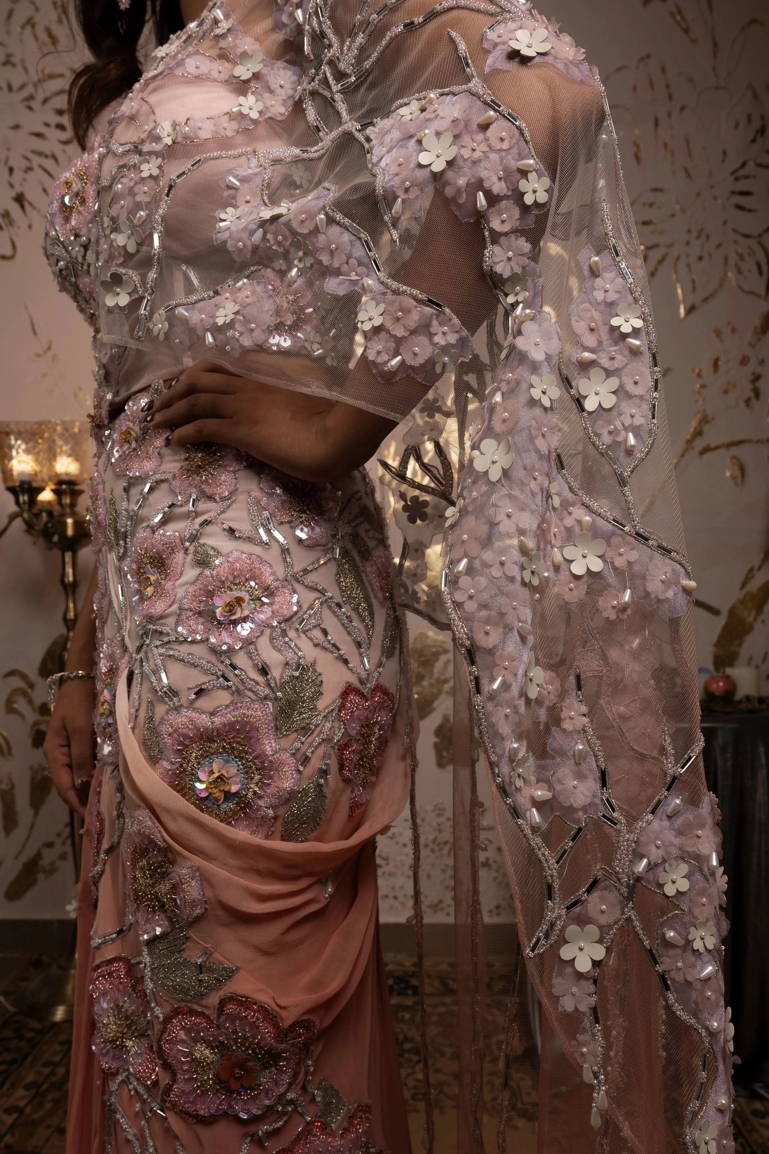Pansy pre draped saree gown online