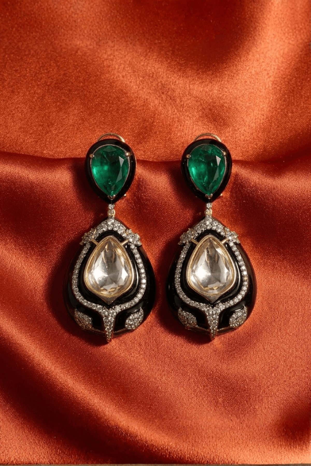 Midnight Emerald Teardrop Earrings