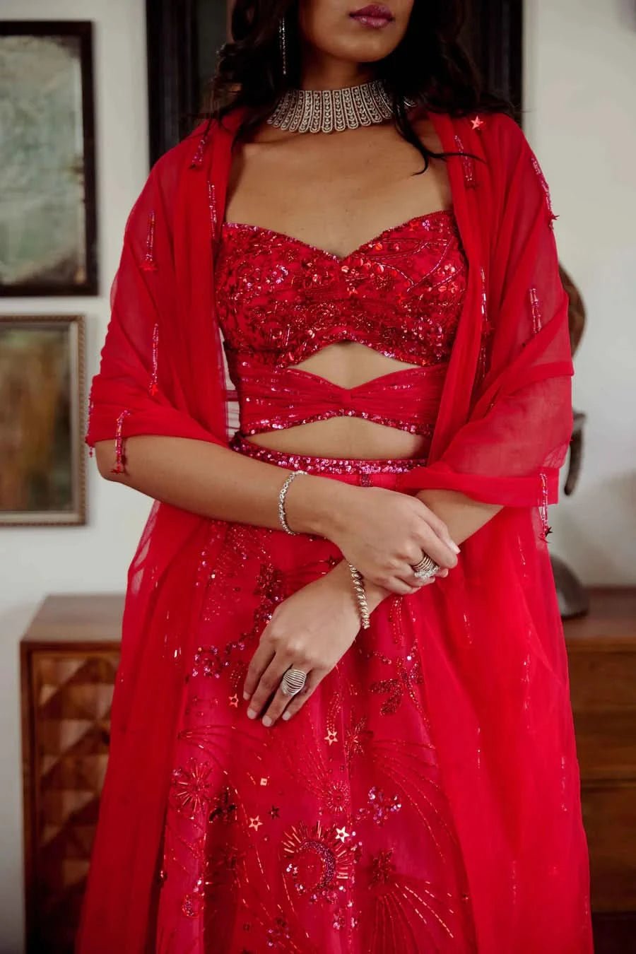 women's designer lehenga with sleeve