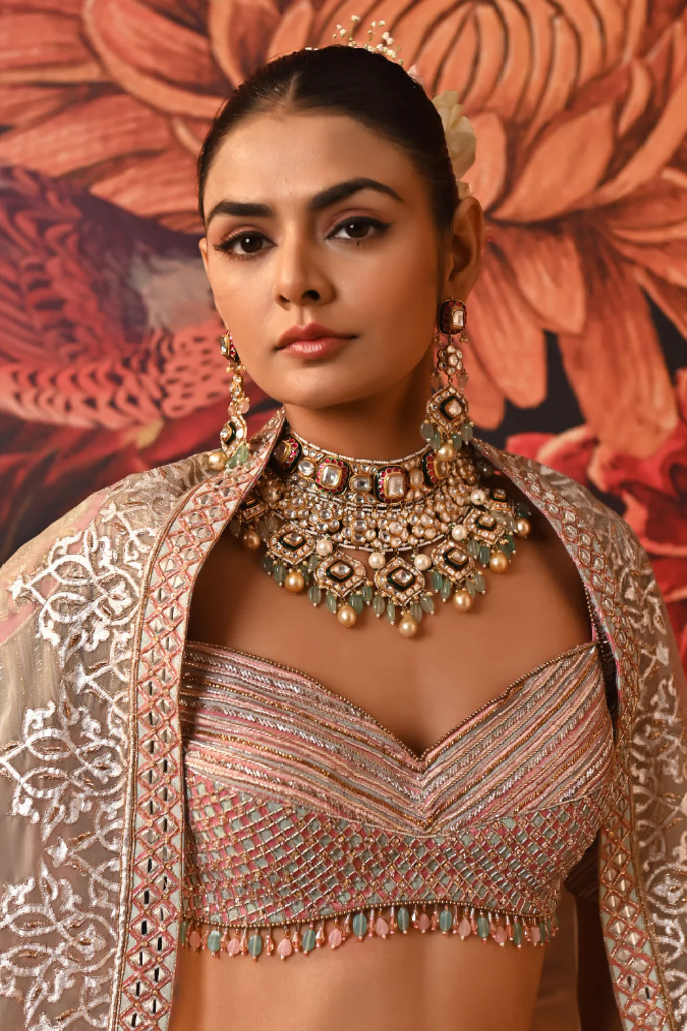 handcrafted Wedding Lehenga with sleeves