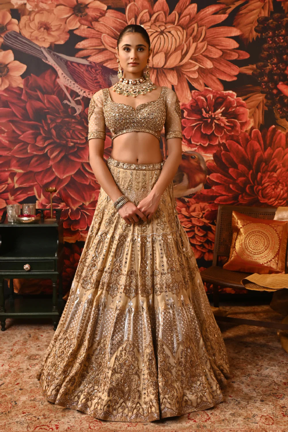 Gold Color Designer Lehenga Set