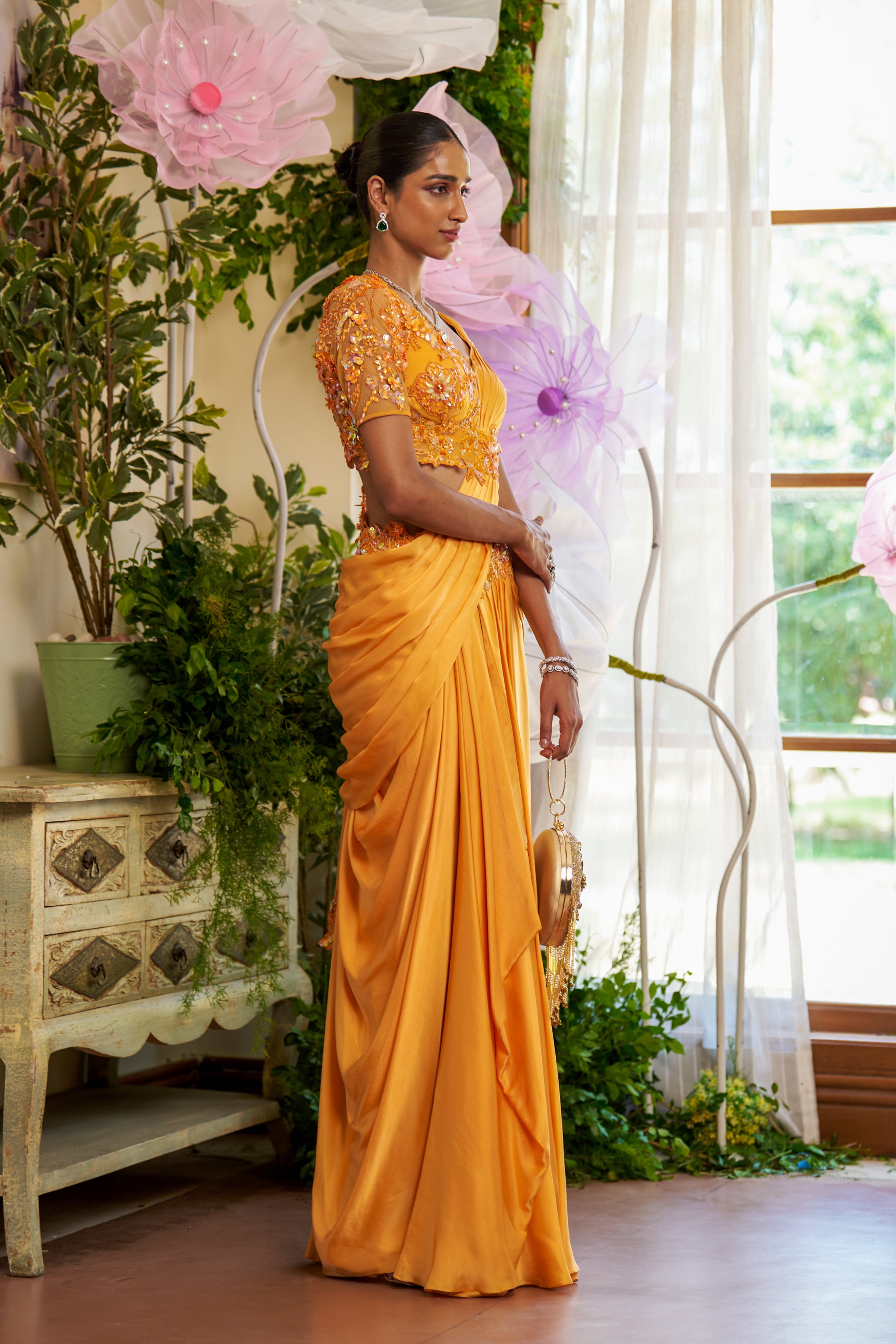 Azara Shimmer Net and Organza Blouse Design