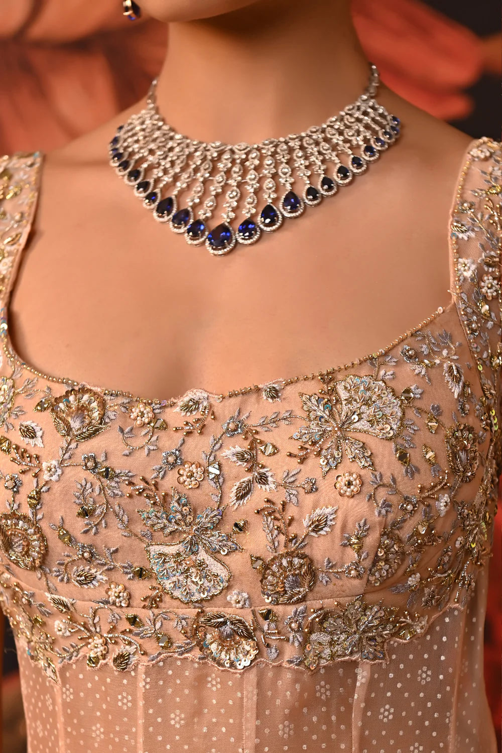 Designer Long Gown Dress with blouse