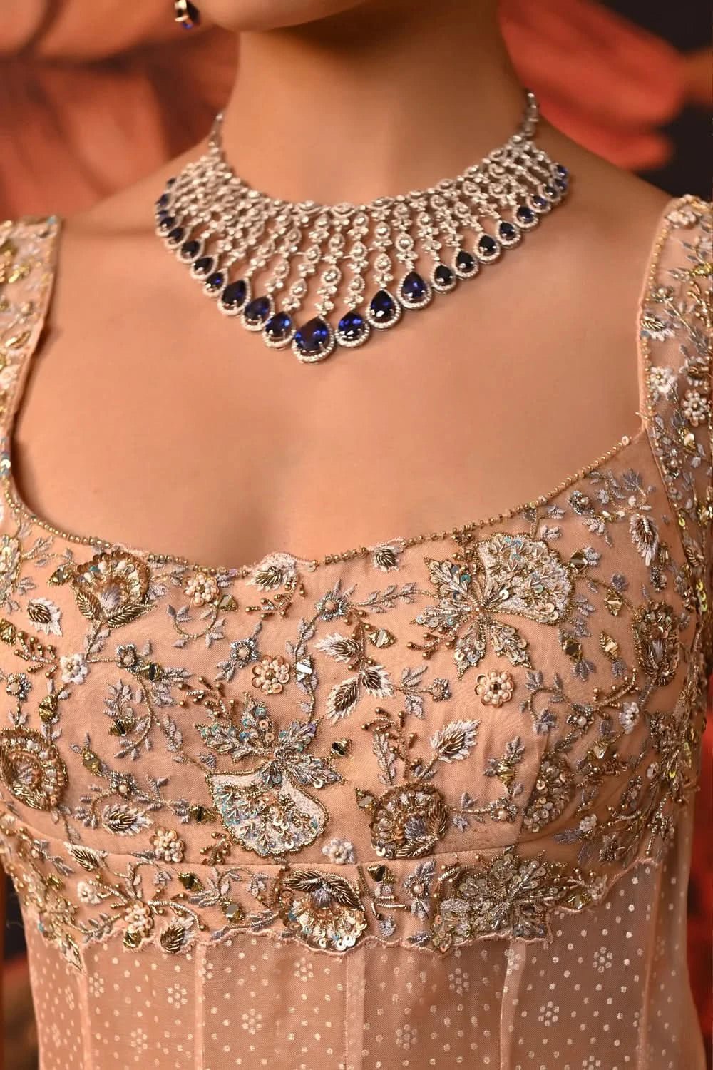 Designer Long Gown Dress with blouse