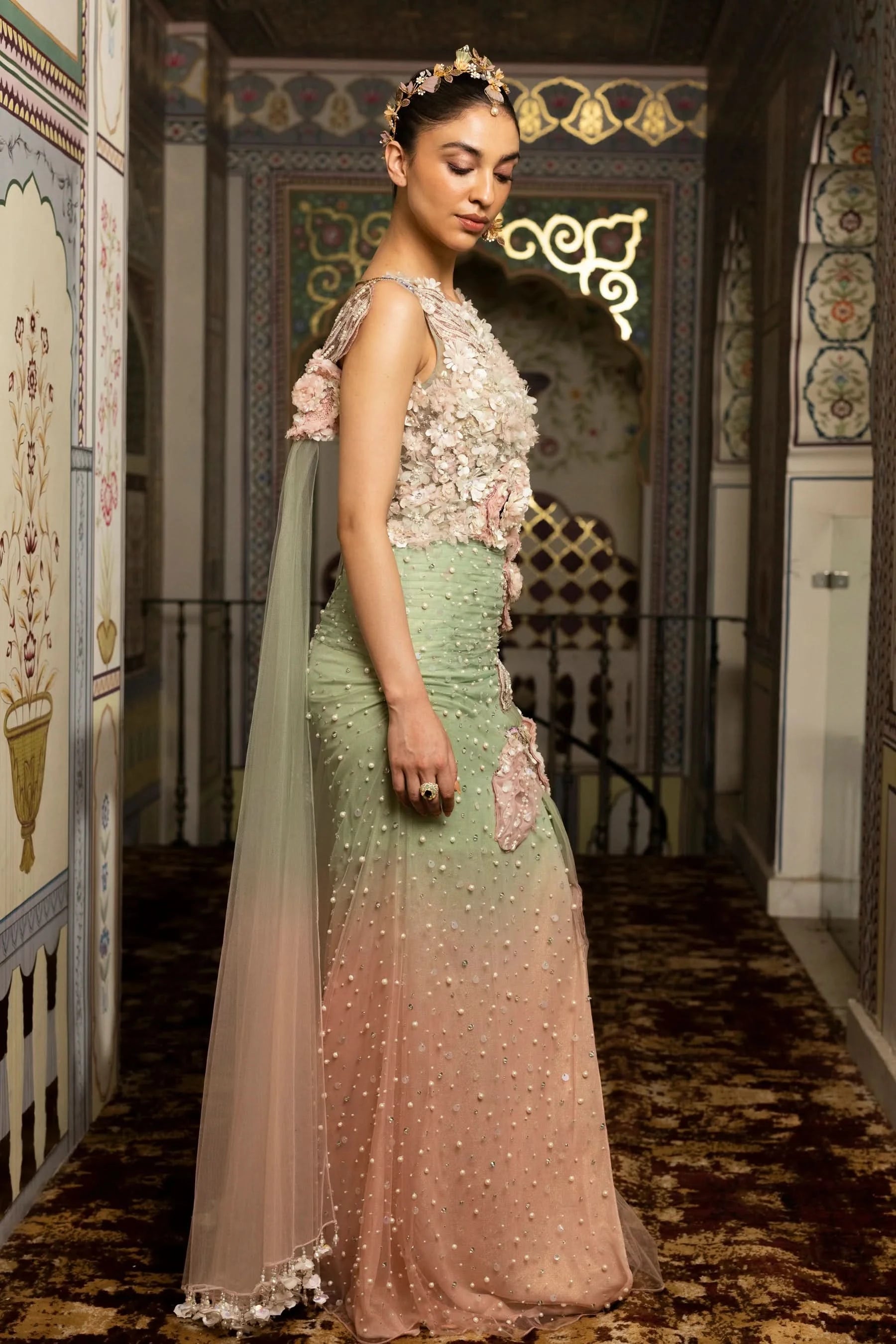 Pink Color Gown Designed by Moledro