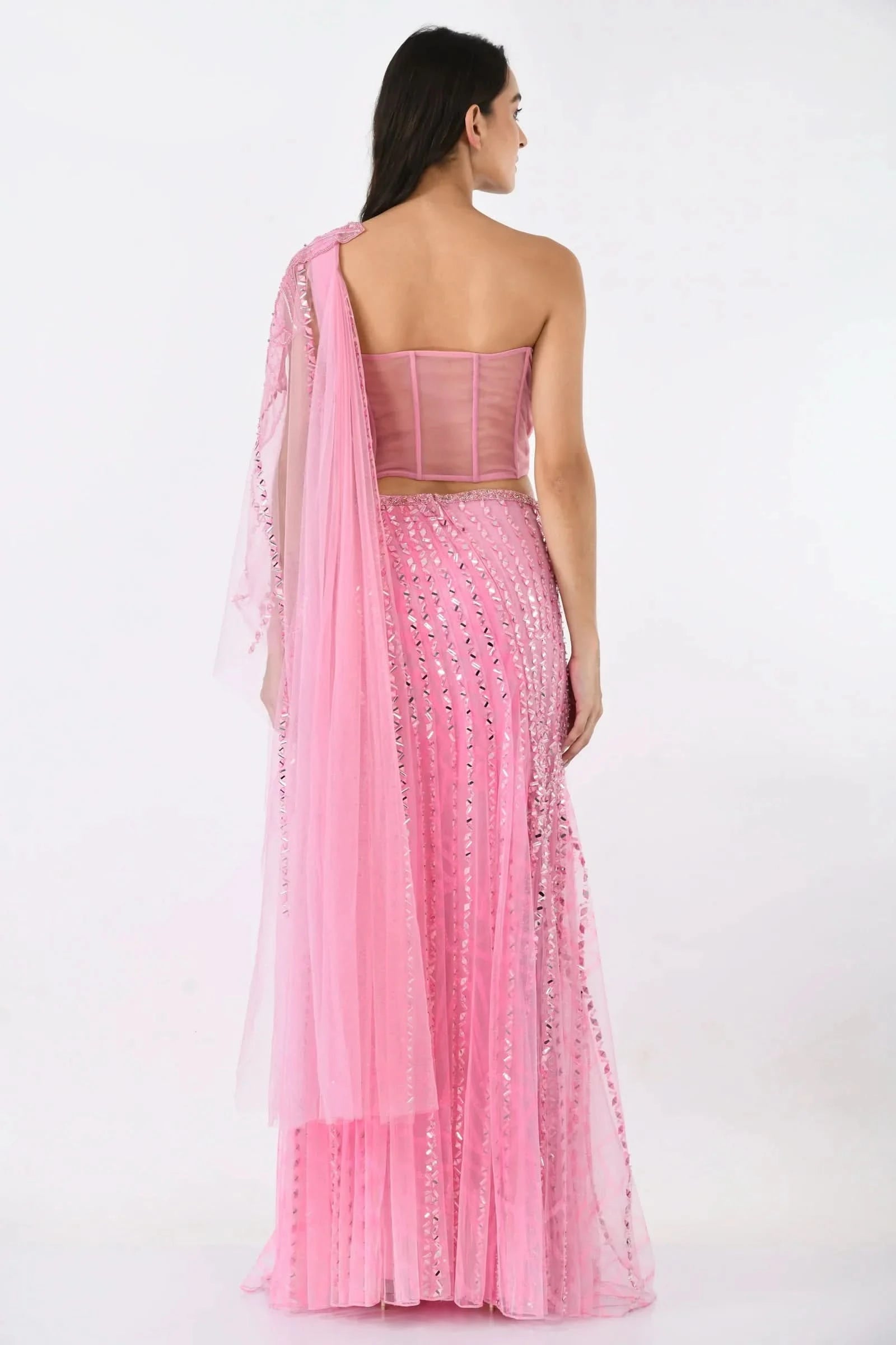diva pink embroidery saree with blouse