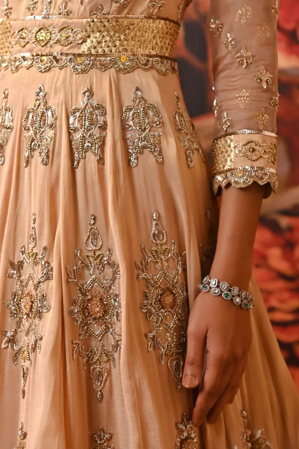 Zari Brocade Pure Silk Organza Designed gown