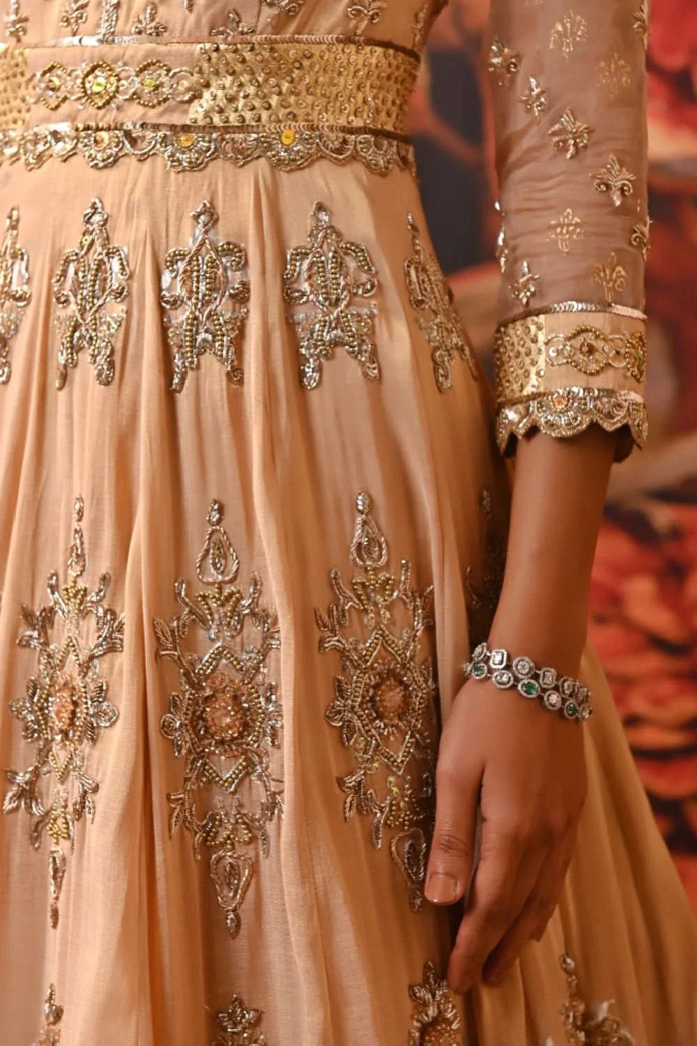 Zari Brocade Pure Silk Organza Designed gown