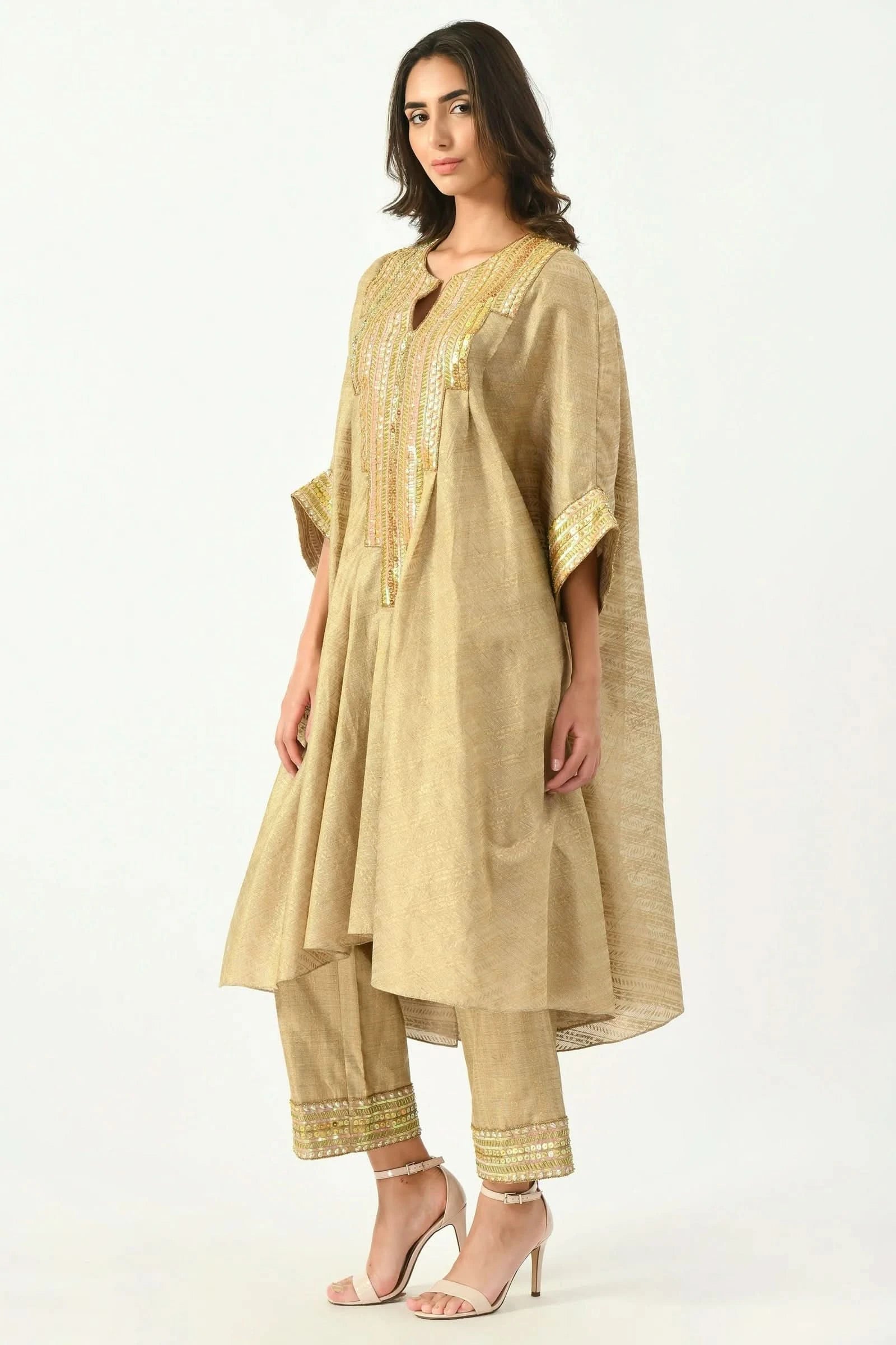 Beige and Gold kaftan gown
