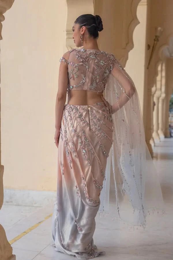 Pink and Blue Kaftan Gown Designed by Moledro
