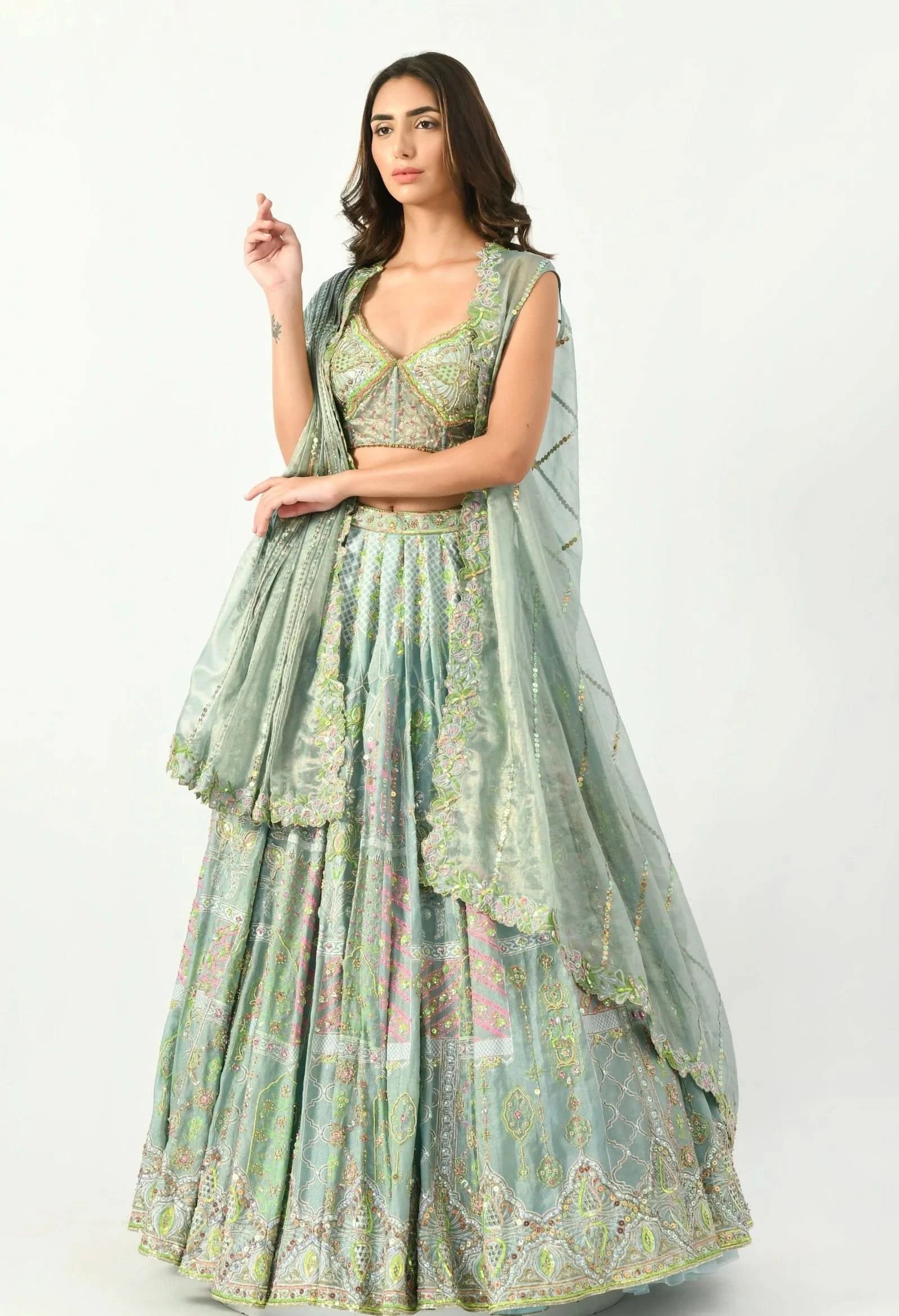 multicolor mira designer lehenga online