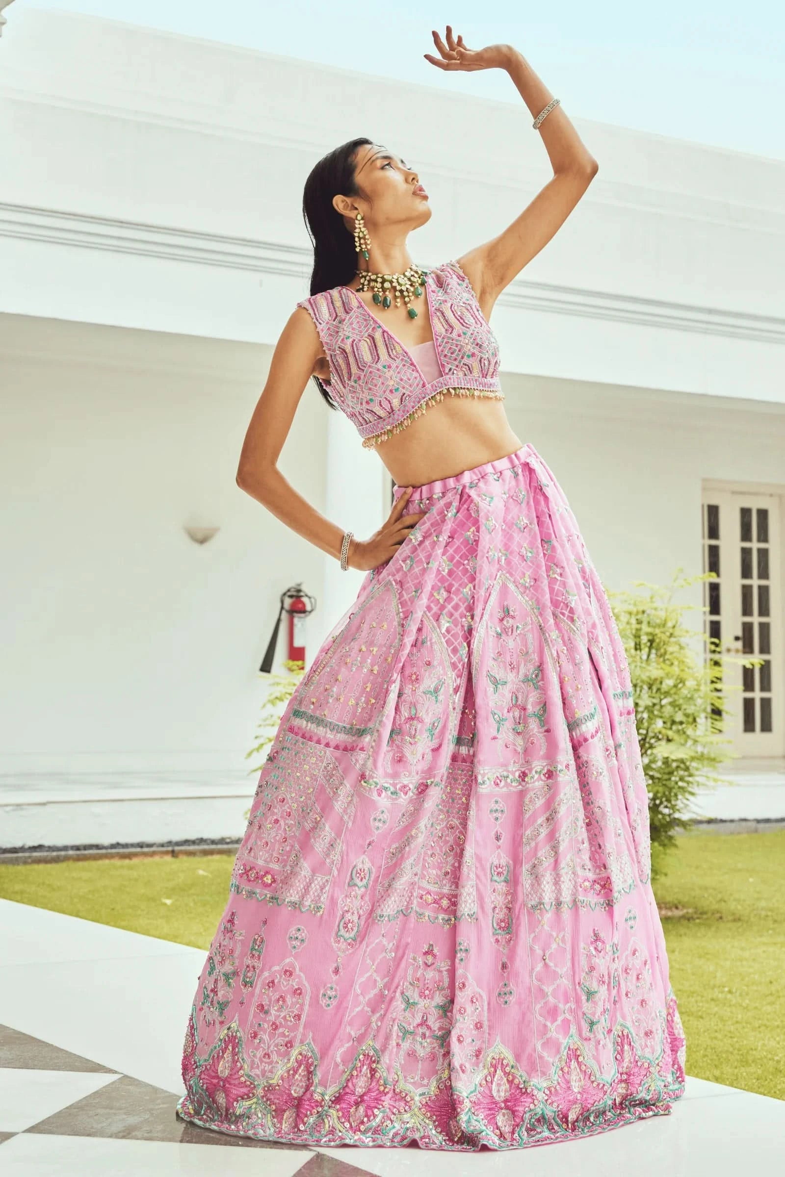 pink traditional lehenga designs with blouse
