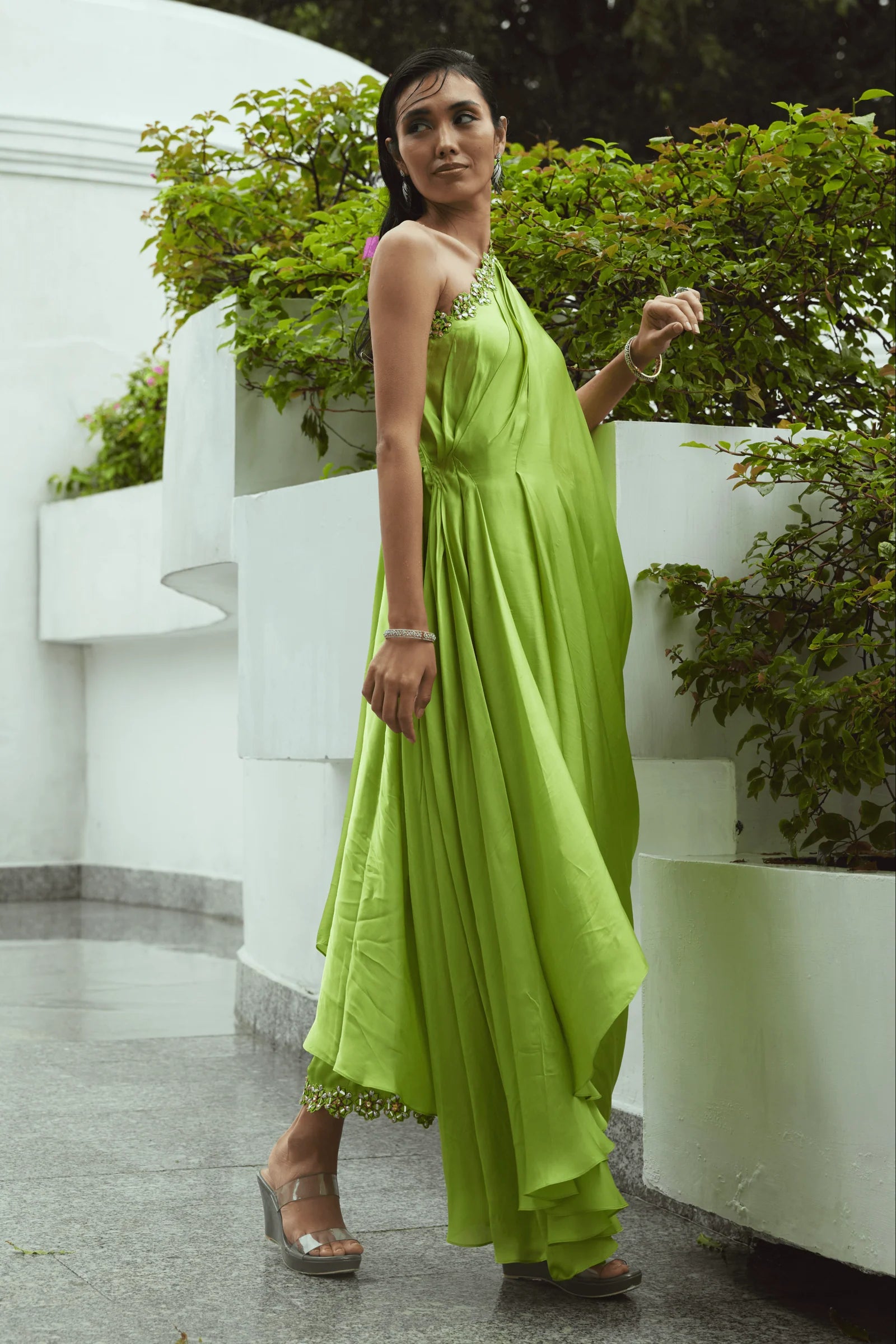 Green kaftan gown