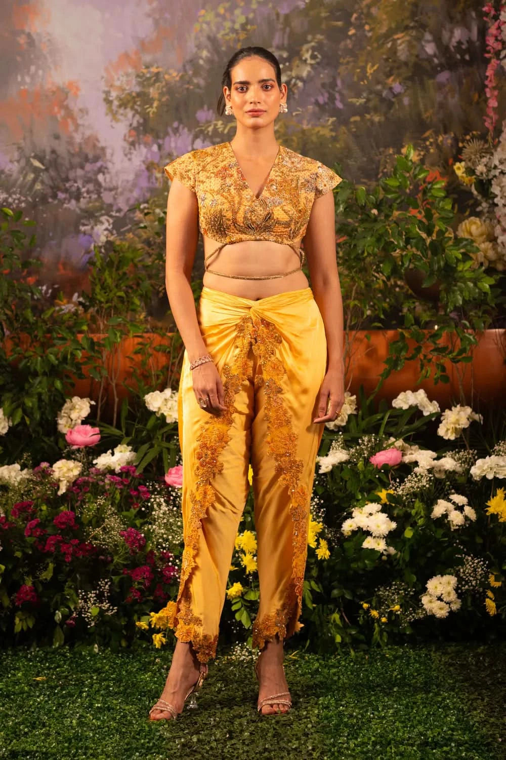 Apricot Color Draped Co-Ord Set