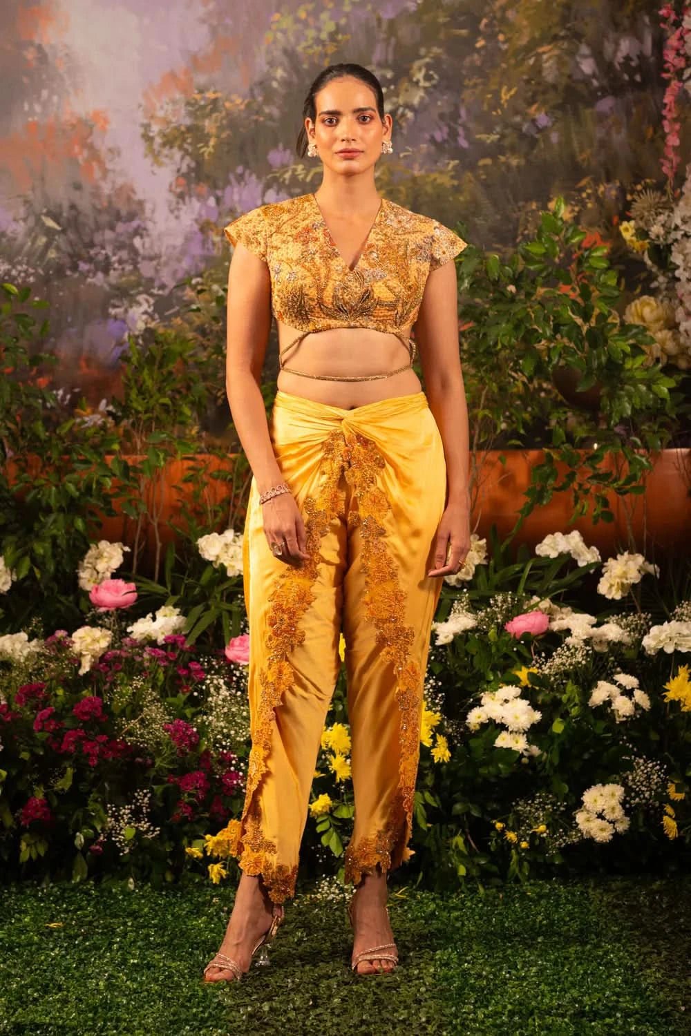 Apricot Color Draped Co-Ord Set