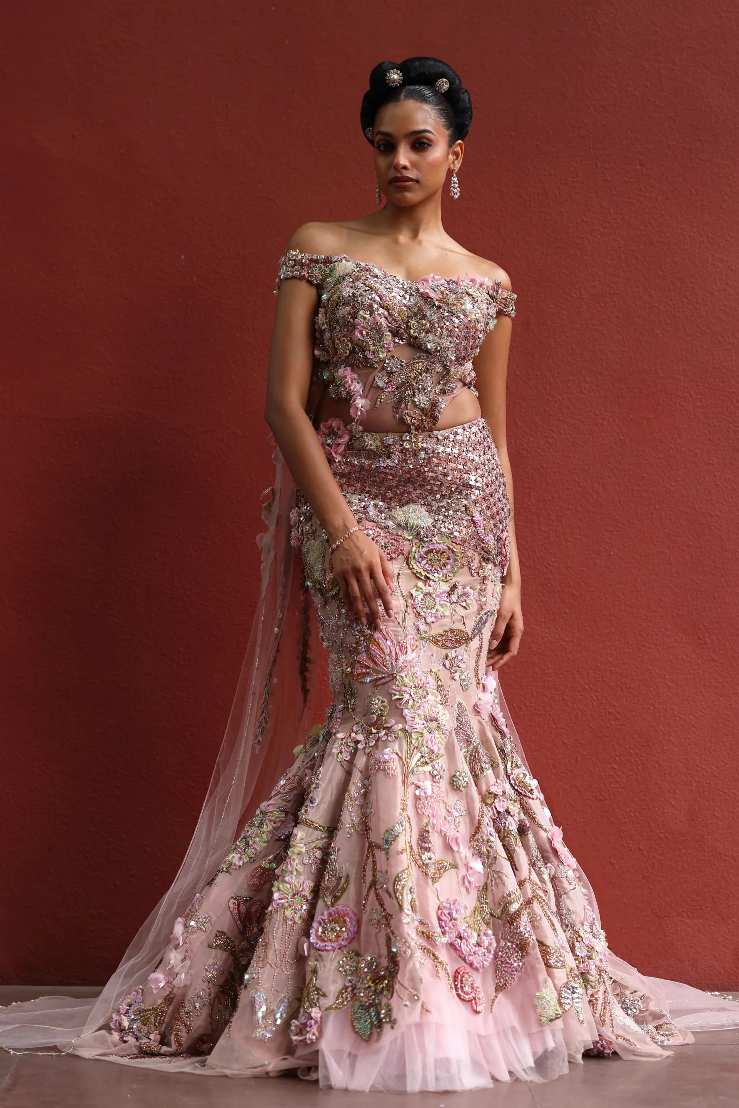Lila hand embroidered lehenga lehenga set