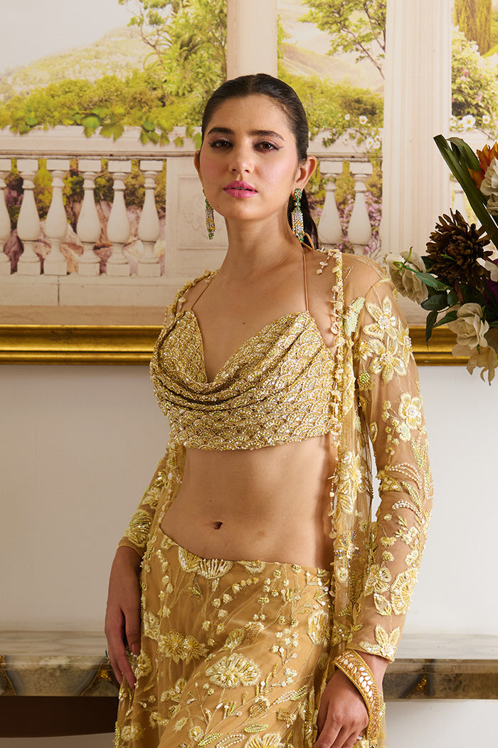 Perla Cowl- Neck Bustier