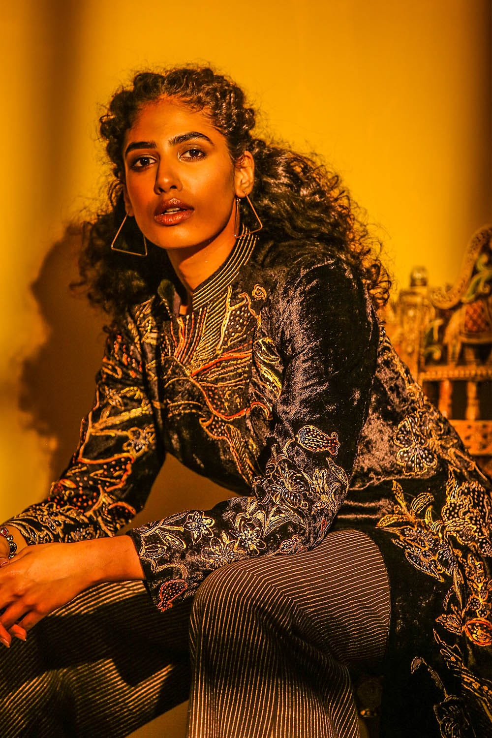 Velvet and Cotton Linen Based Jacket