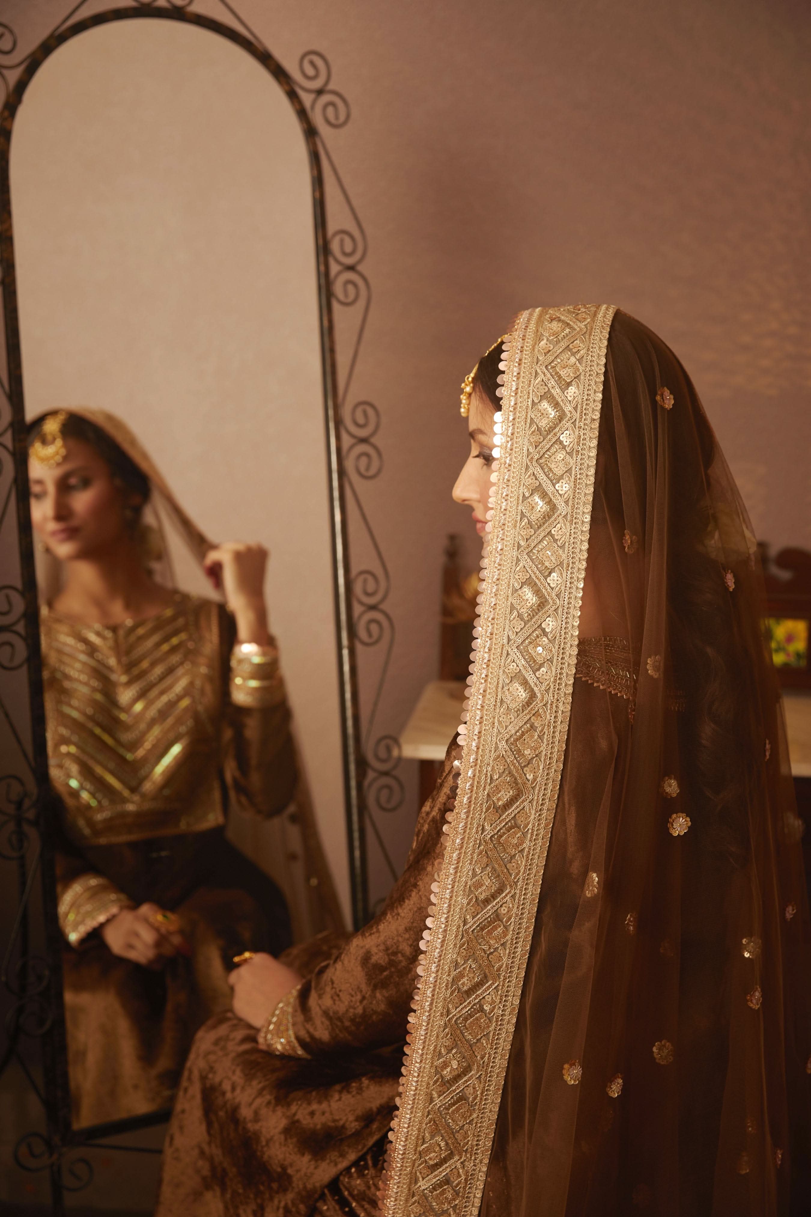 Lightweight net dupatta with delicate embroidery, part of the Nora Kurta Set.