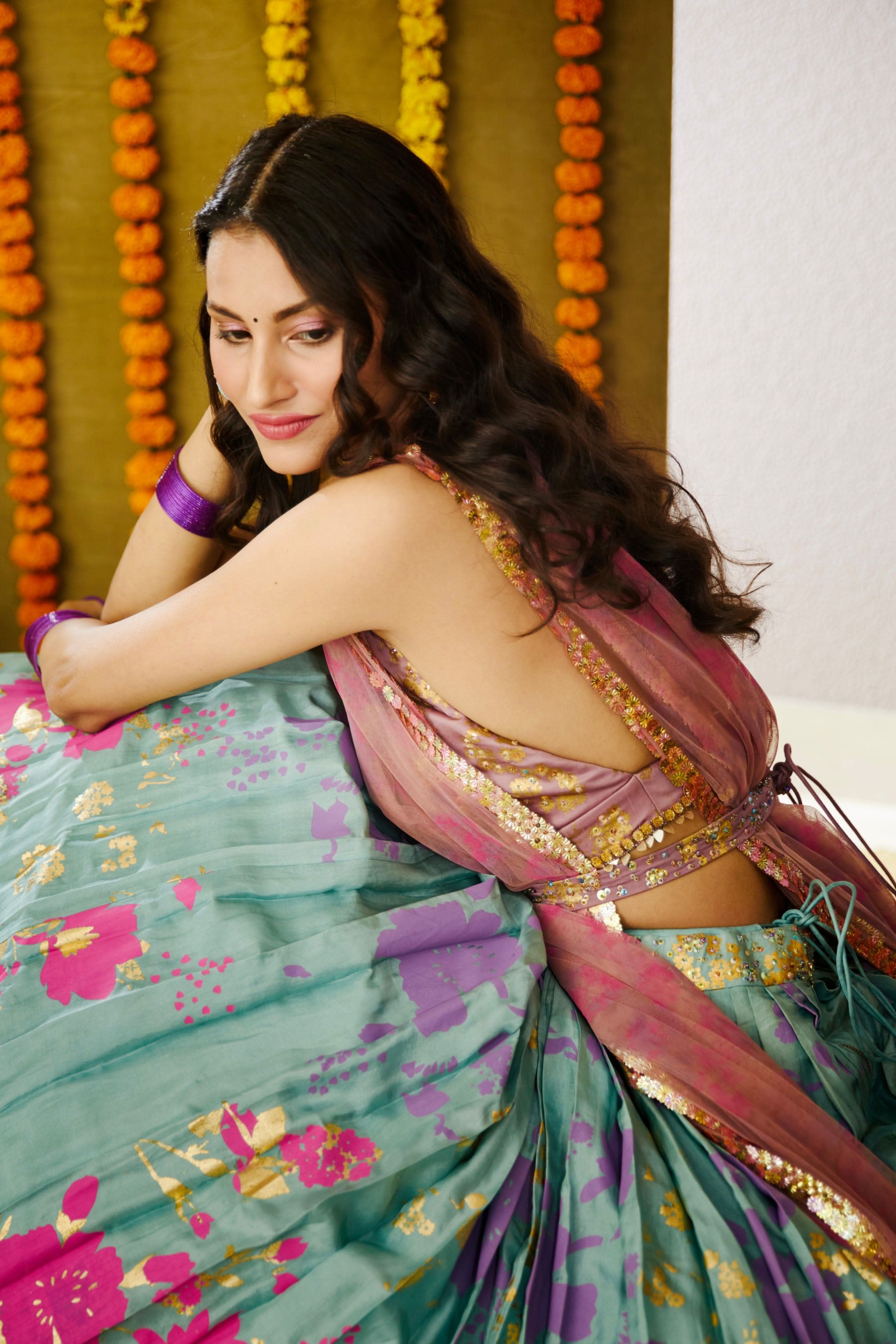 Ula Twill Silk Festive lehenga set