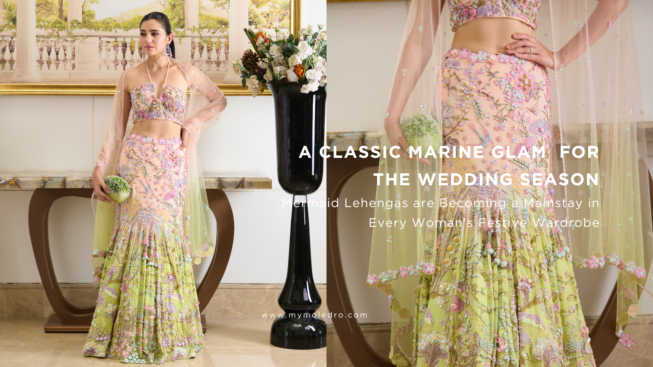 A Classic Marine Glam for the wedding season: Mermaid Lehengas are Becoming a Mainstay in Every Woman's Festive Wardrobe