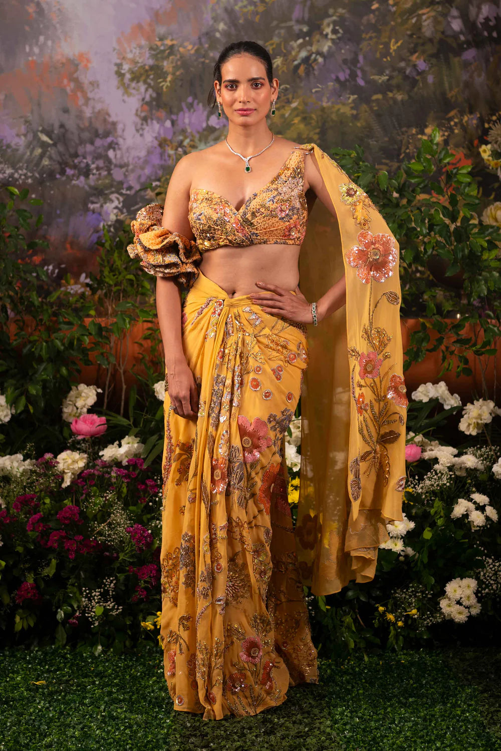 Nargis Floral Designer Saree women