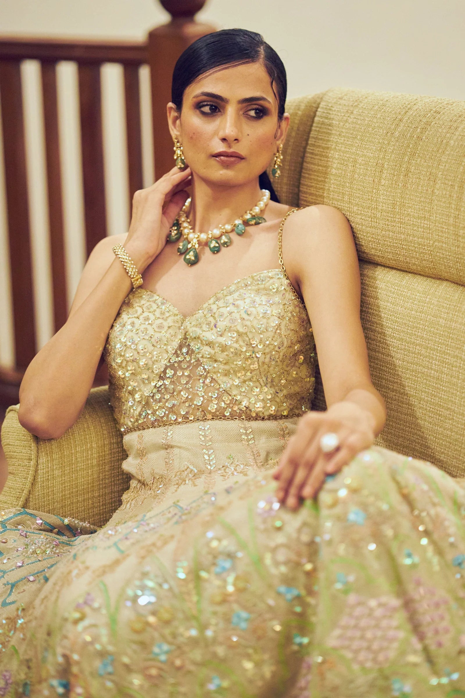 Multicolored printed gown dress