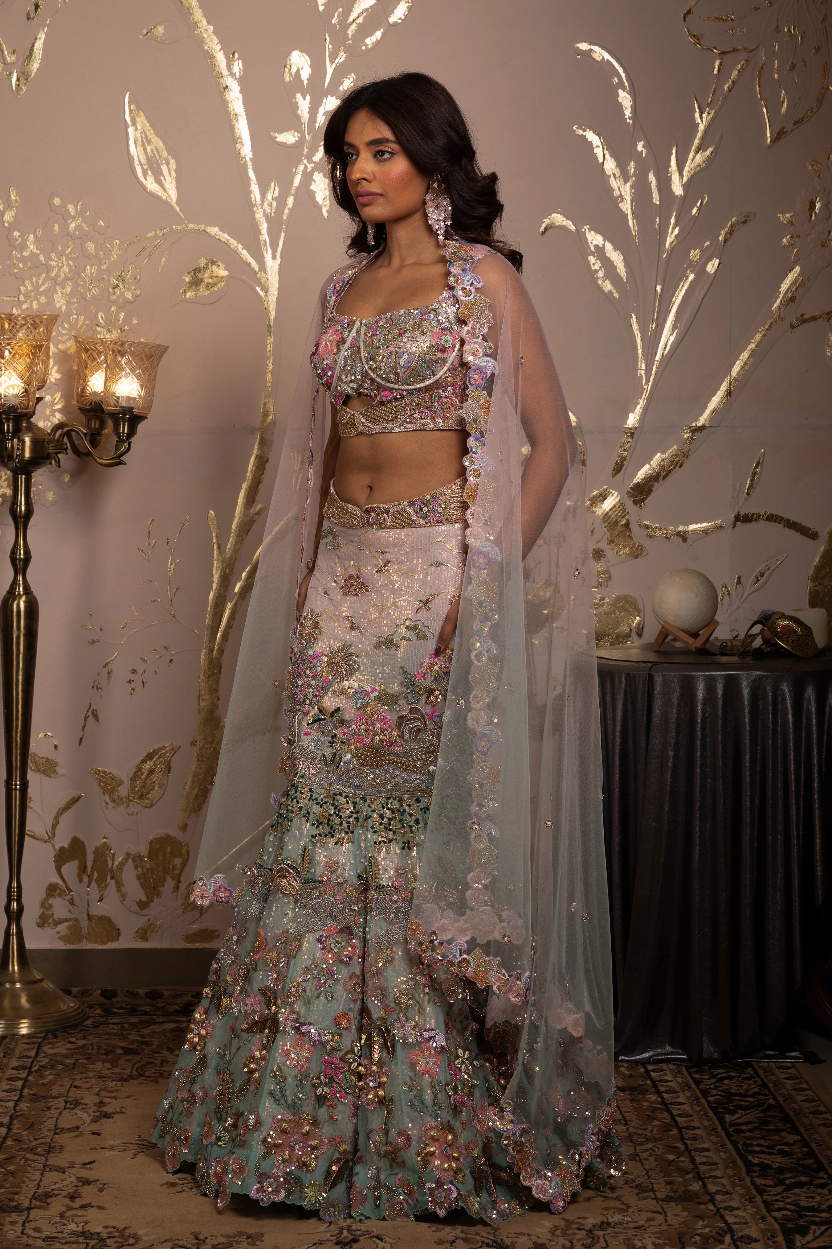 Aranya Lehenga with Organza Blouse