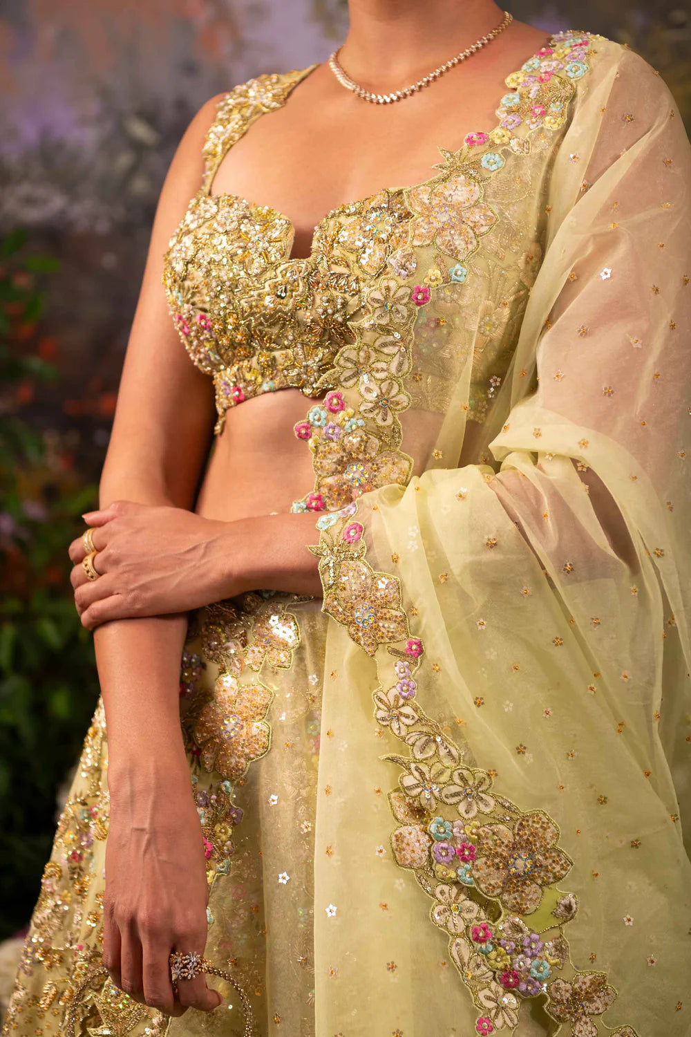 Sage Green Organza Lehenga Designs