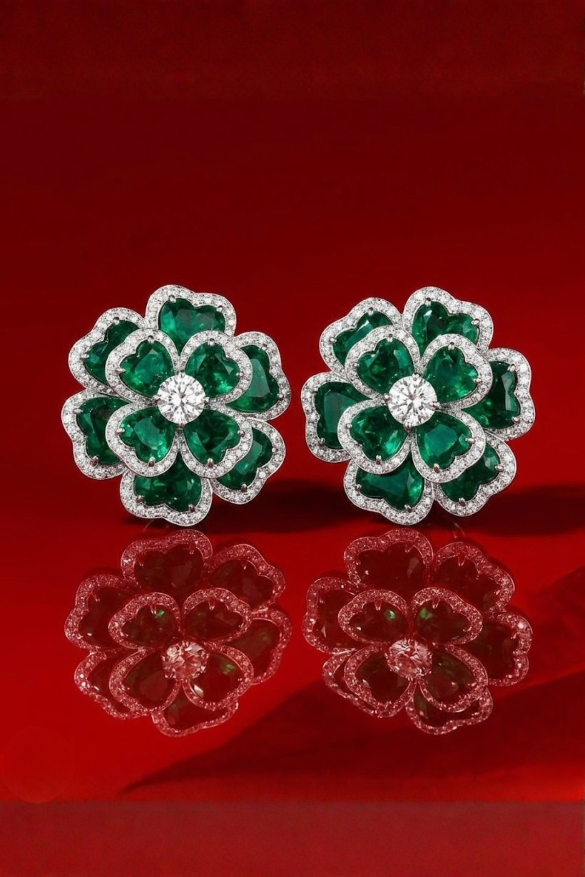 Emerald Flora Pavé Studs
