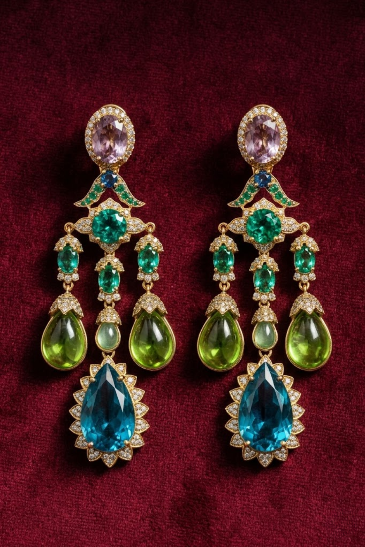 Royal Mosaic Chandelier Drop Earrings