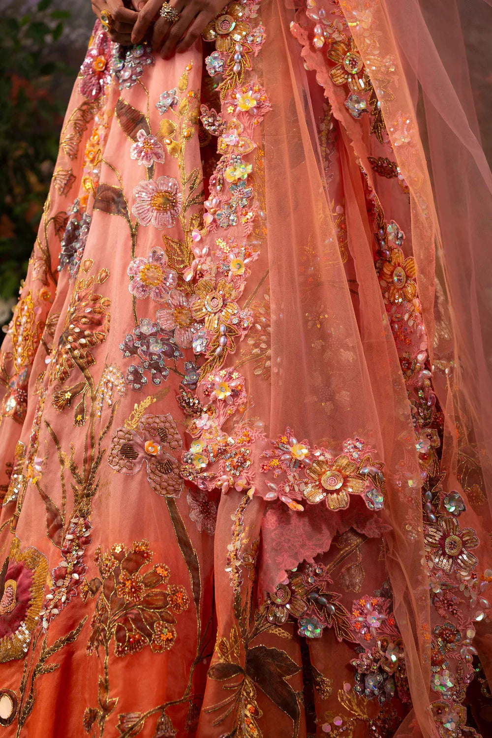 Organza lehenga with blouse designs