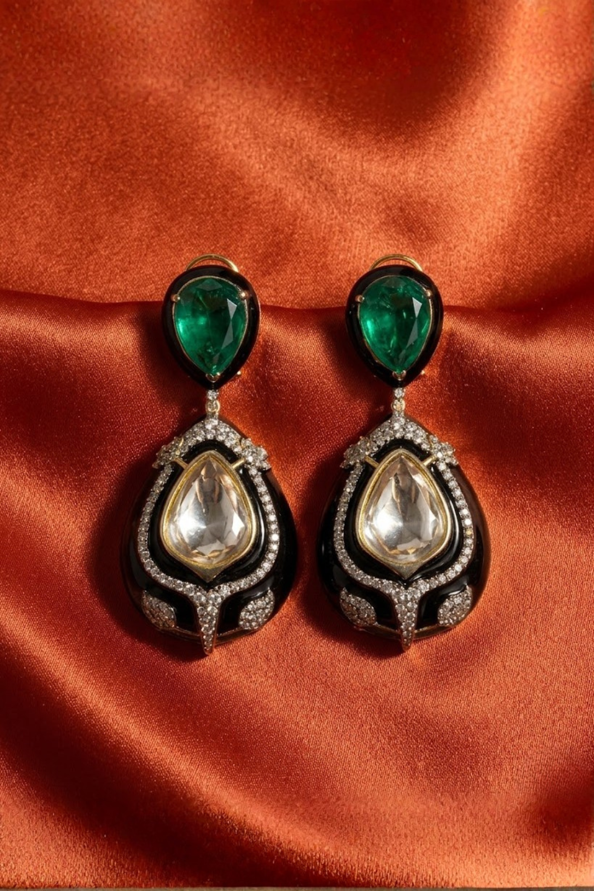 Midnight Emerald Teardrop Earrings