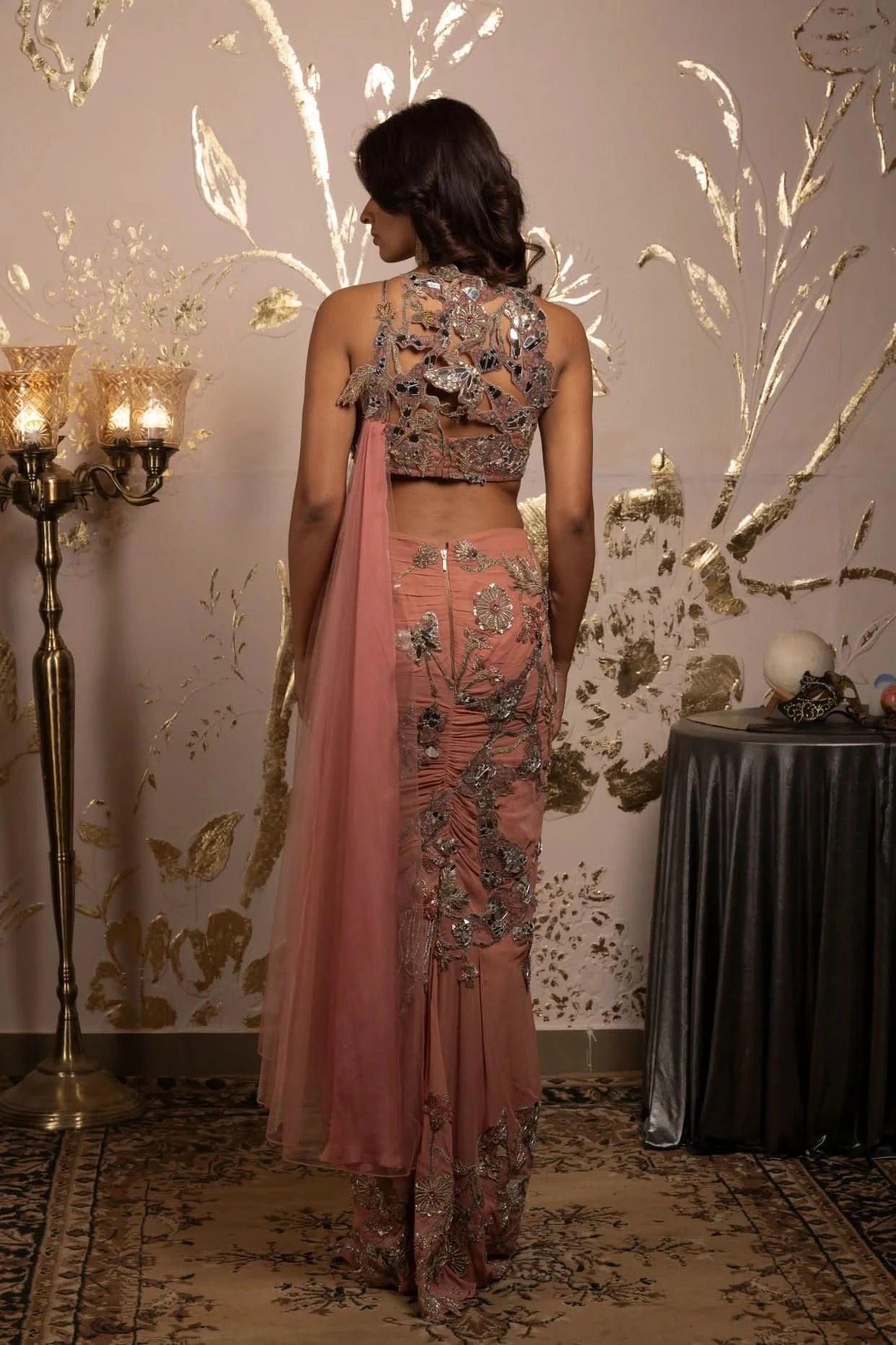 Semi Stitched draped saree gown