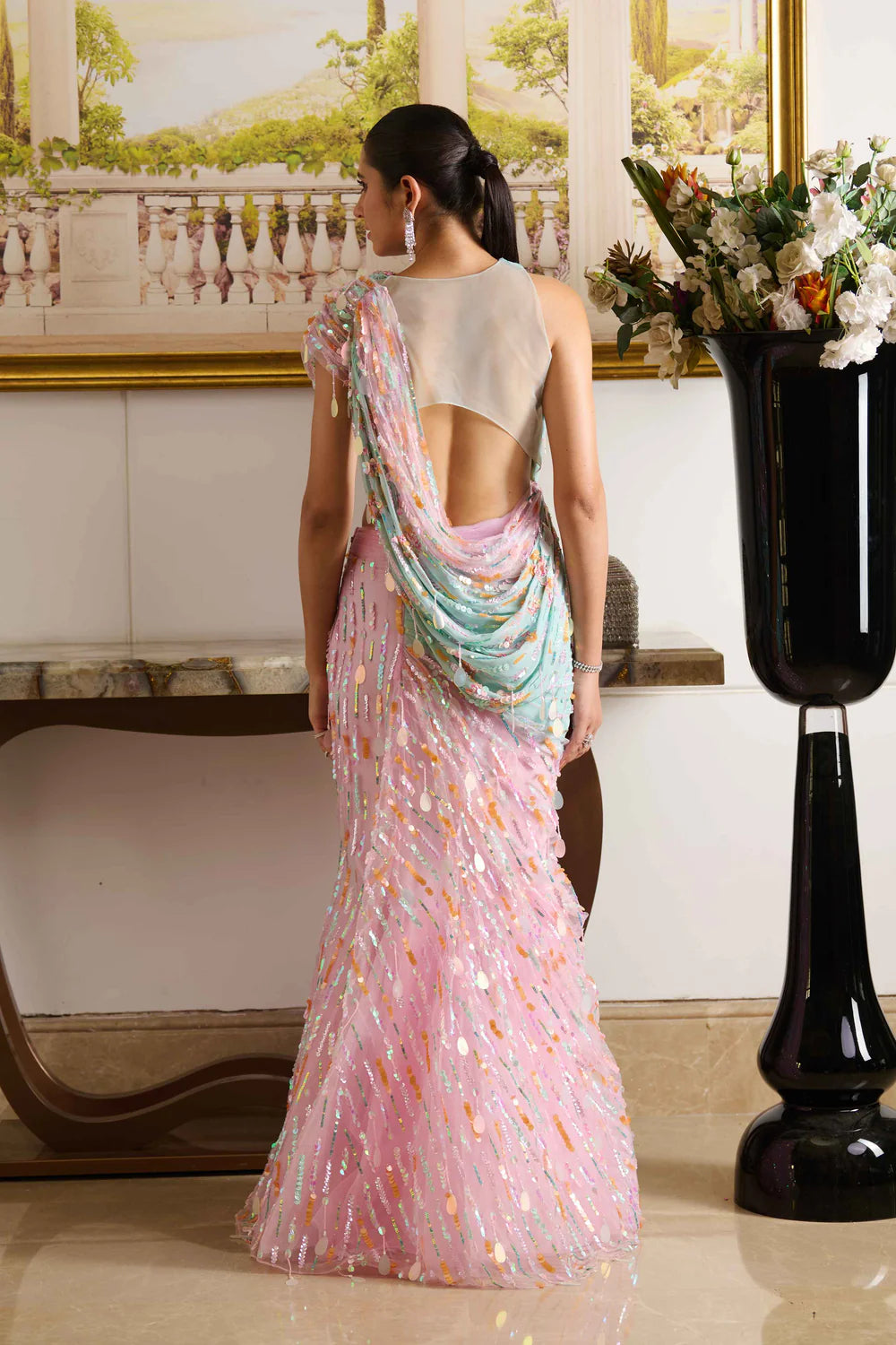 Zil Embroidery saree drape dress