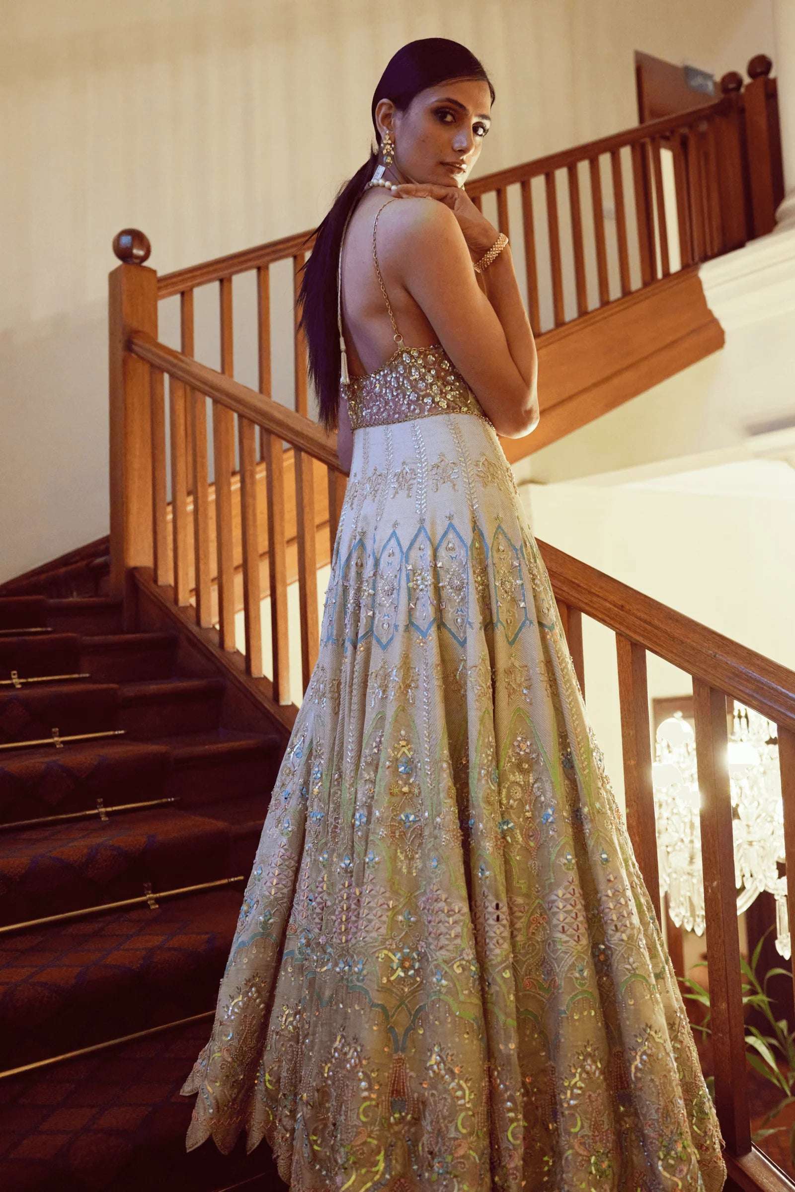 white christmas dresses Buy Art Silk Navy Blue Anarkali main image 1